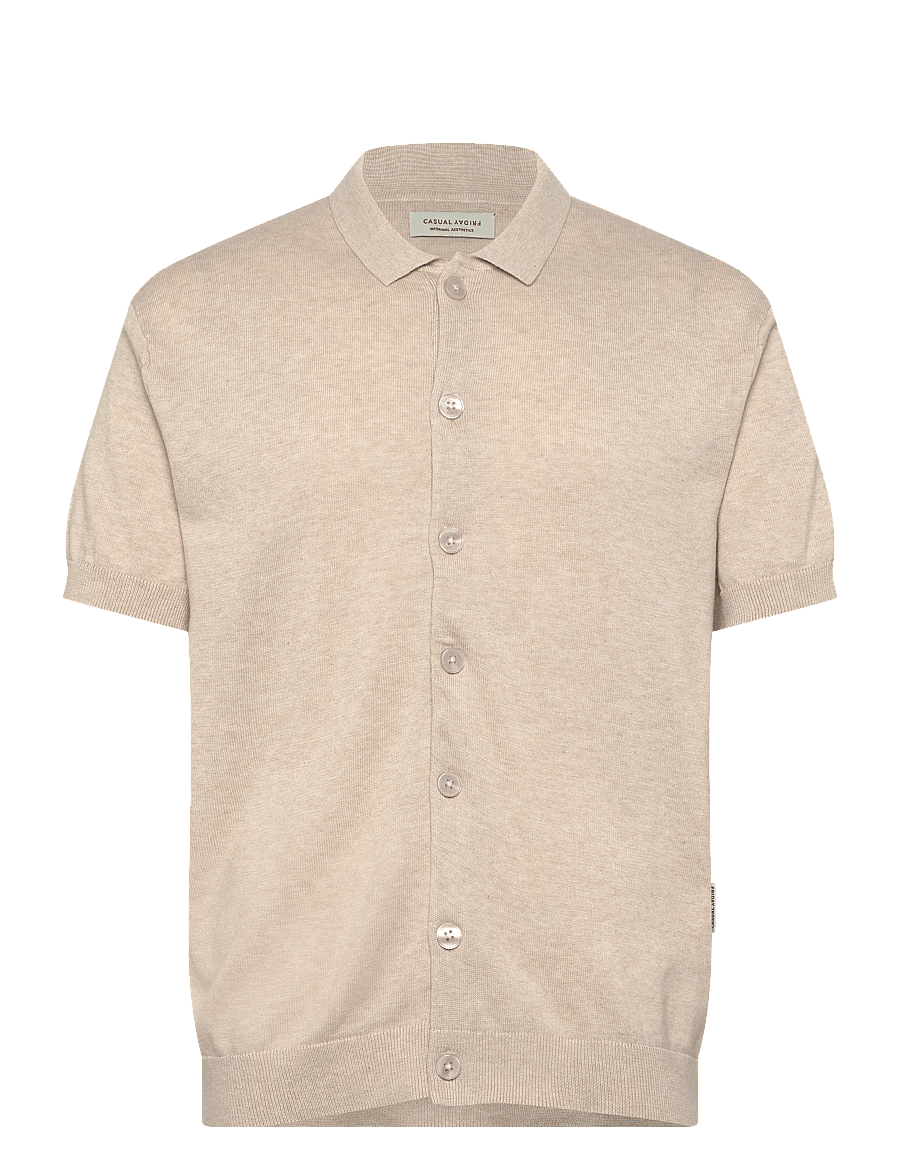 Casual Friday - CFBELLS SS CARDIGAN KNIT - knitted polos - summer sand melange - 1