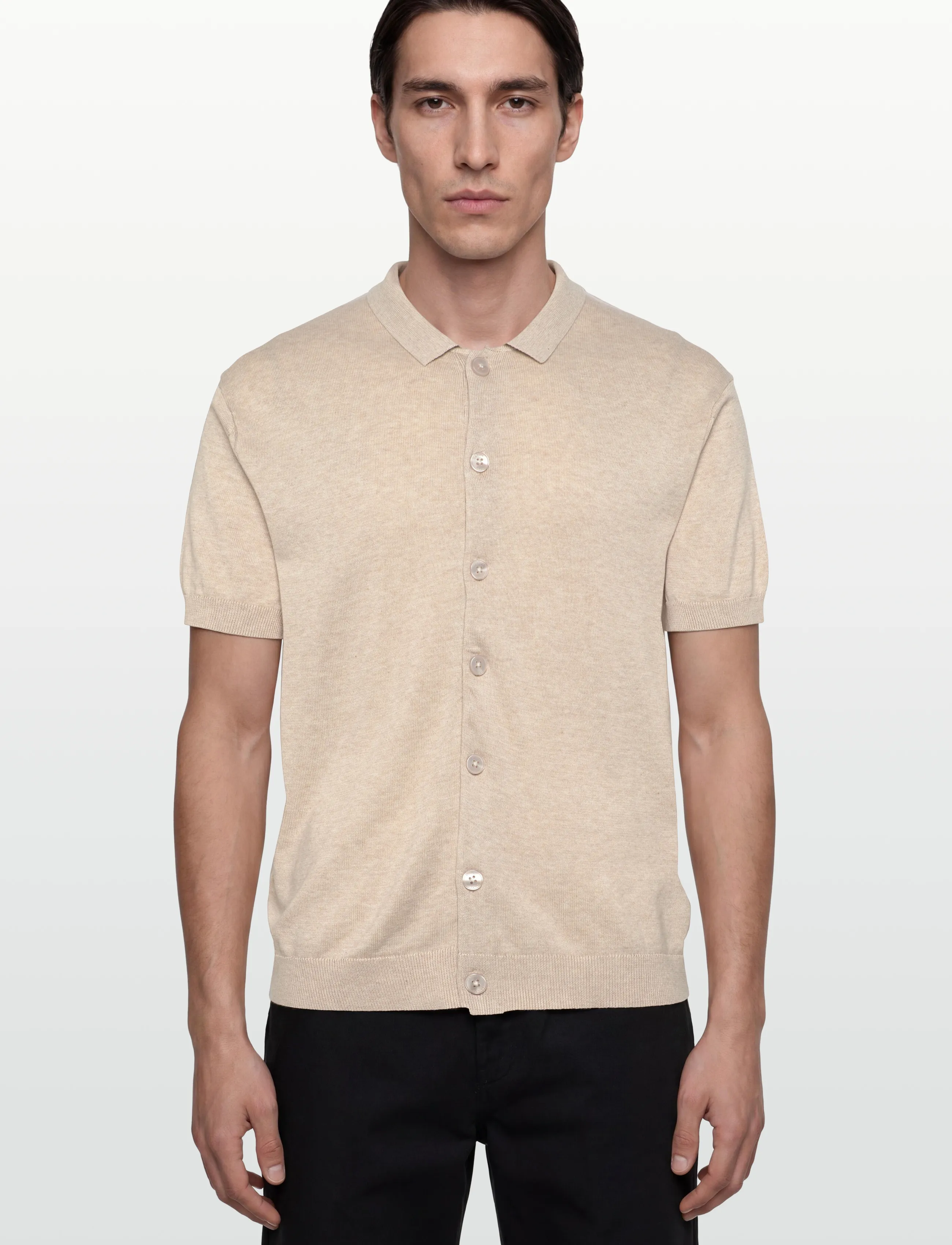 Casual Friday - CFBELLS SS CARDIGAN KNIT - knitted polos - summer sand melange - 3