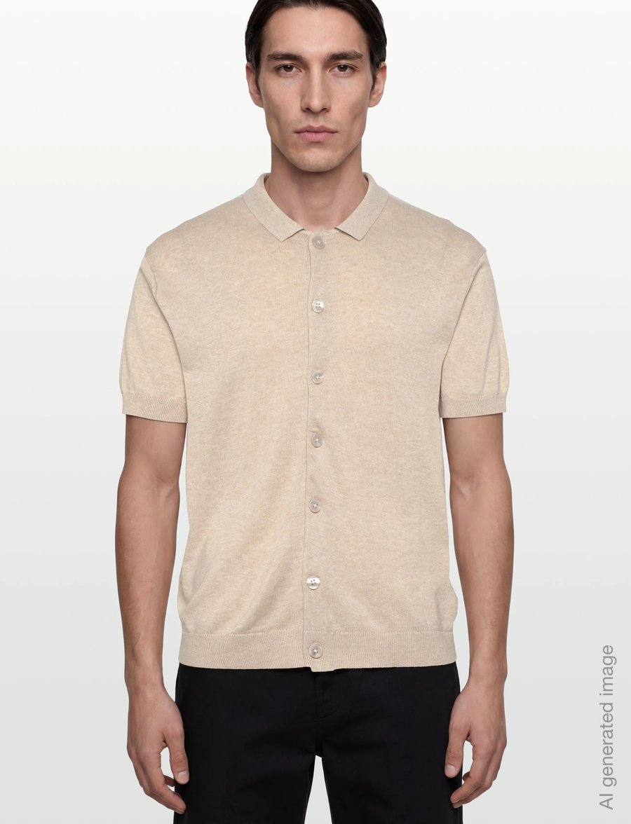 Casual Friday - CFBELLS SS CARDIGAN KNIT - knitted polos - summer sand melange - 3