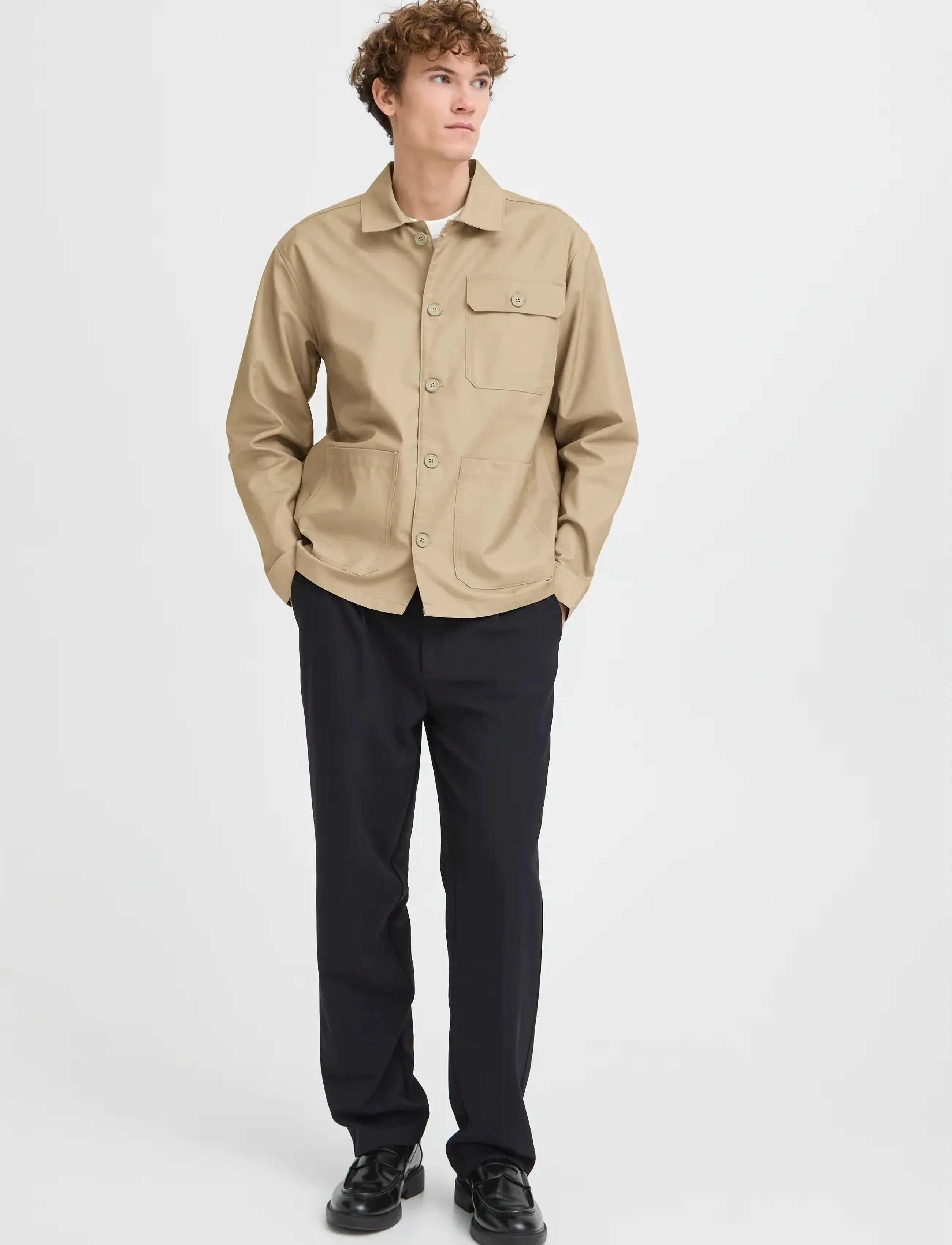Casual Friday Cfevans Shacket, M, Jackets, Beige - Light Männerswear