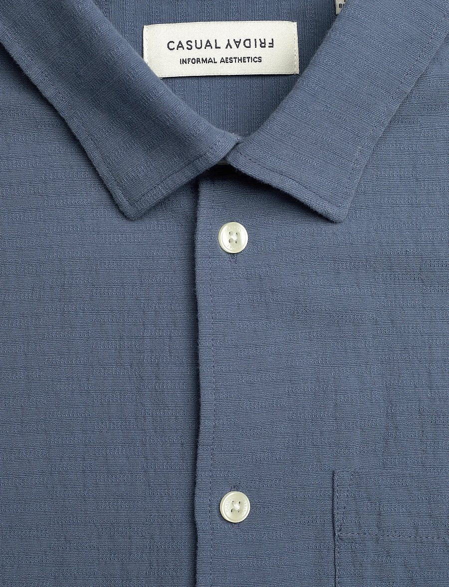 Casual Friday - CFAABERG SS STRUCTURED SHIRT - kurzarmhemden - bering sea - 2