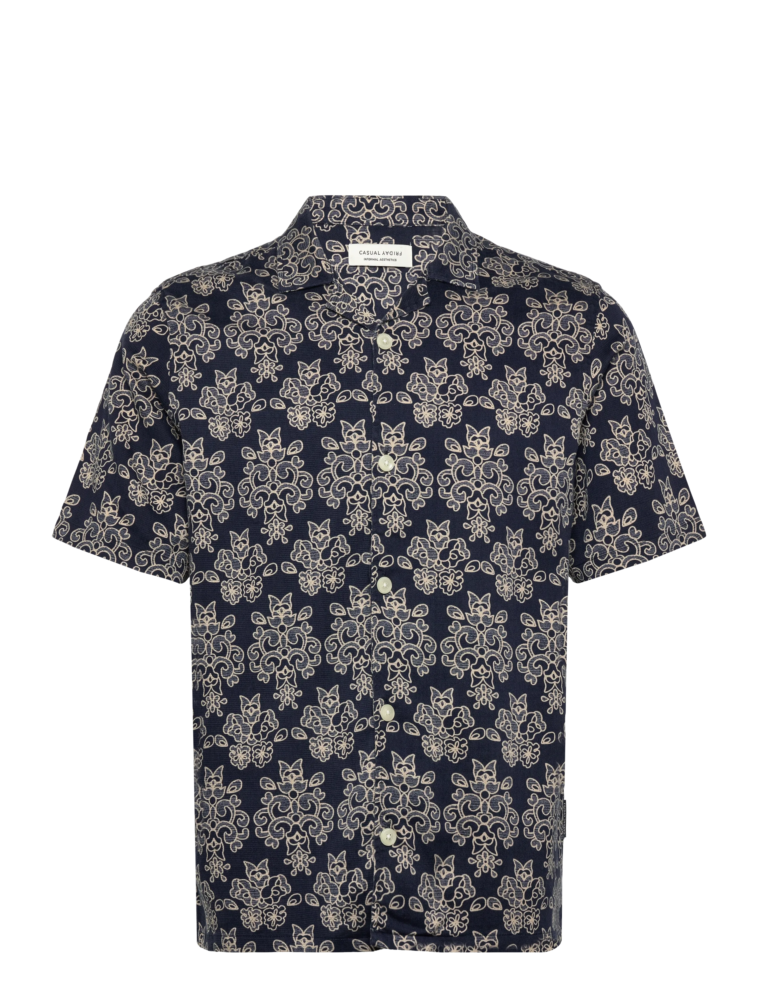 Casual Friday Cflindahl Aop Resort Shirt, S, Navy, Skjorter > Afslappet Shirts, Herre