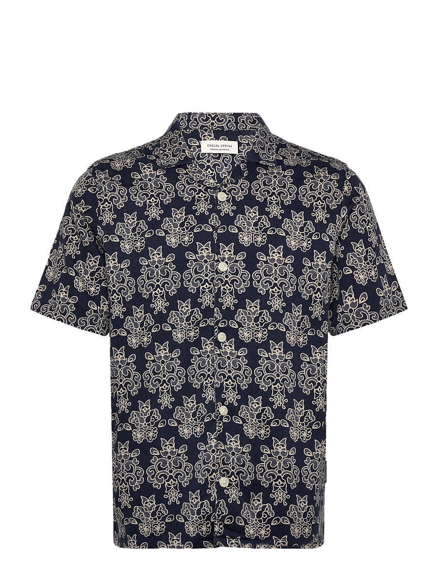Casual Friday - CFLINDAHL AOP RESORT SHIRT - gemusterte hemden - navy blazer - 0
