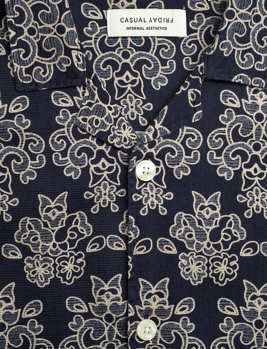 Casual Friday - CFLINDAHL AOP RESORT SHIRT - gemusterte hemden - navy blazer - 2