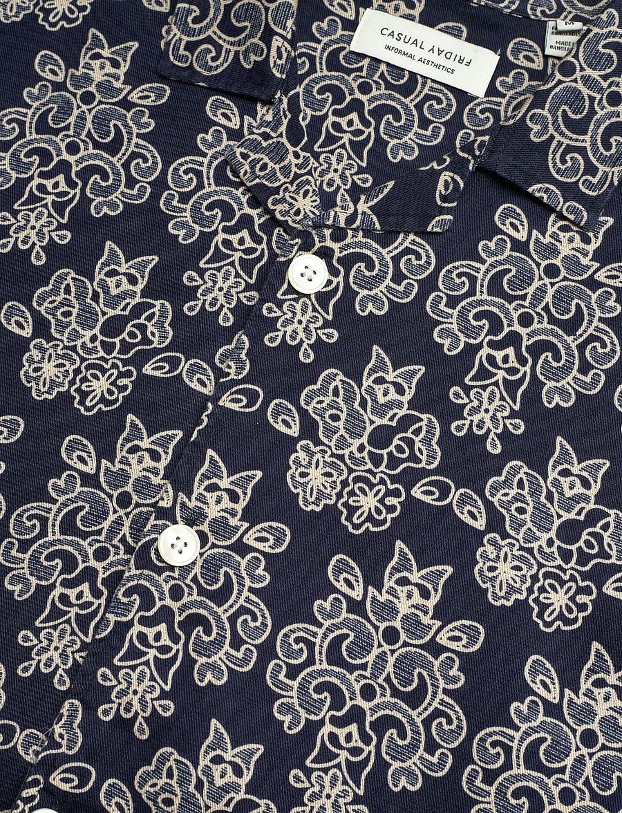 Casual Friday - CFLINDAHL AOP RESORT SHIRT - gemusterte hemden - navy blazer - 3