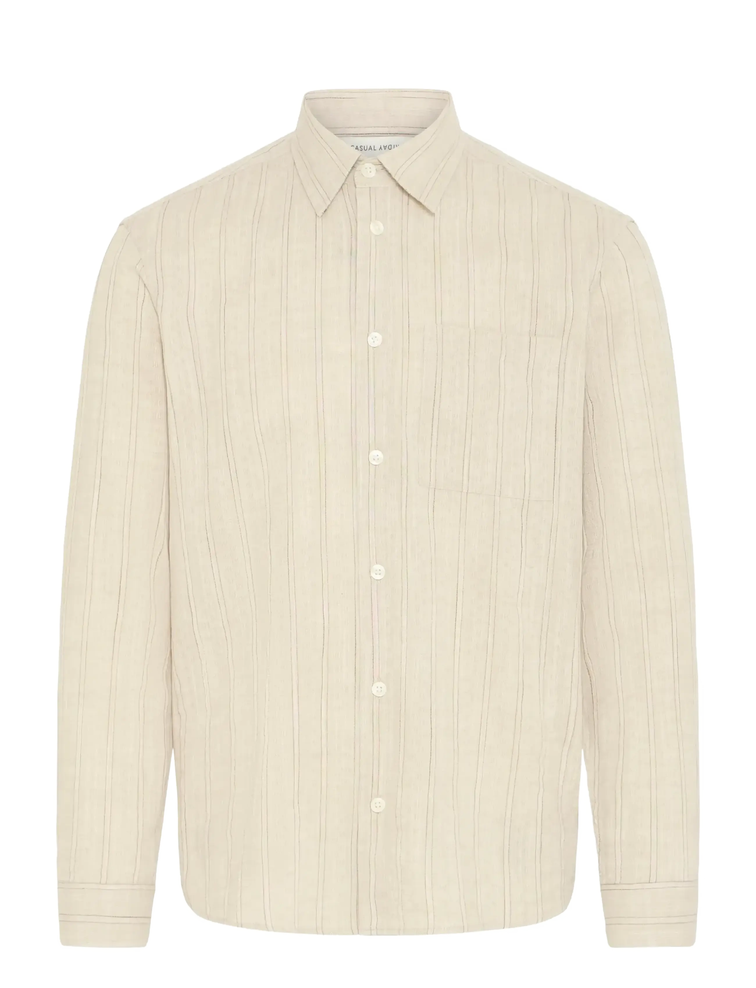 Casual Friday CFHEDMAN DOBBY STRIPED SHIRT - Särgid - ISLAND FOSSIL / cream