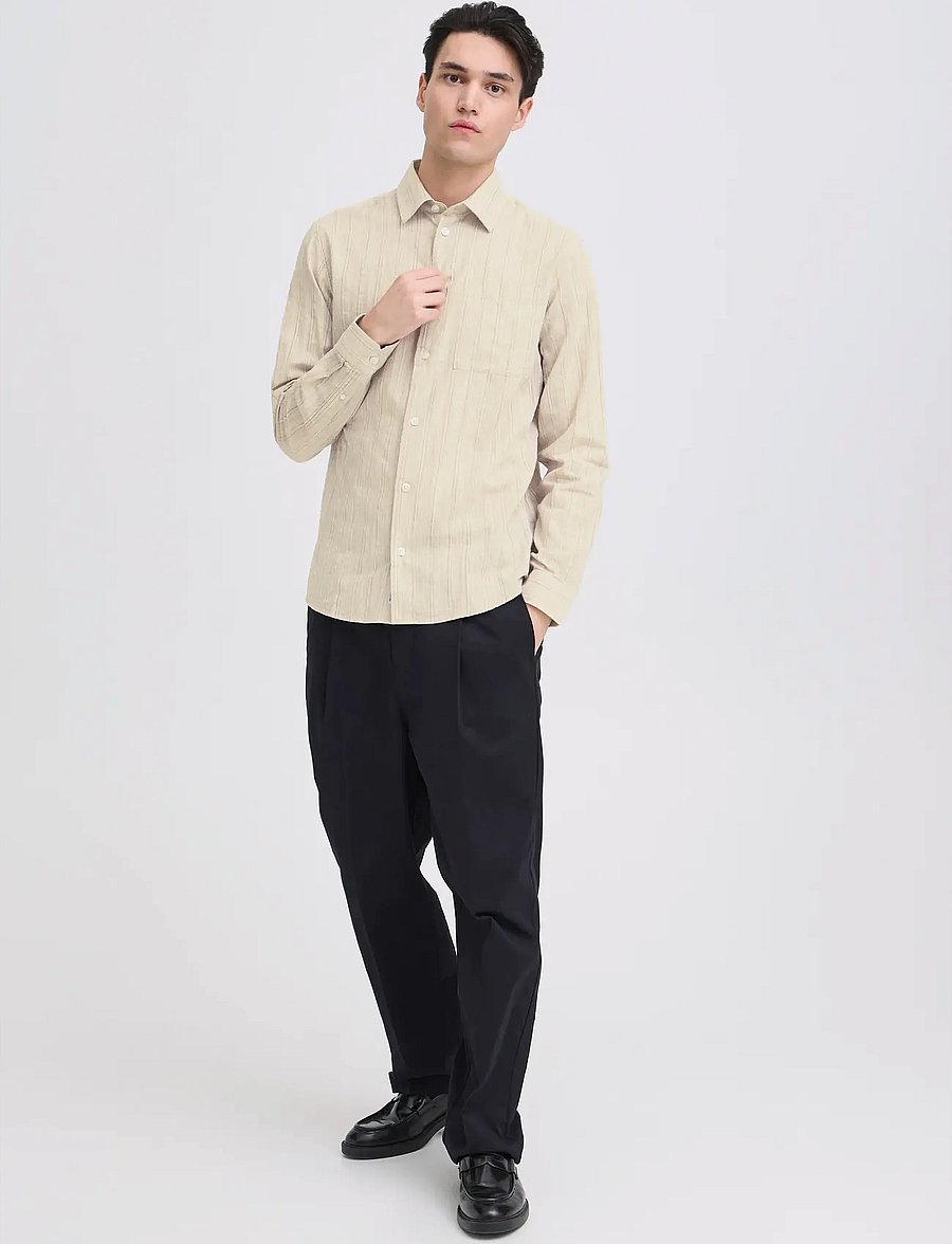 Casual Friday - CFHEDMAN DOBBY STRIPED SHIRT - randiga skjortor - island fossil - 0