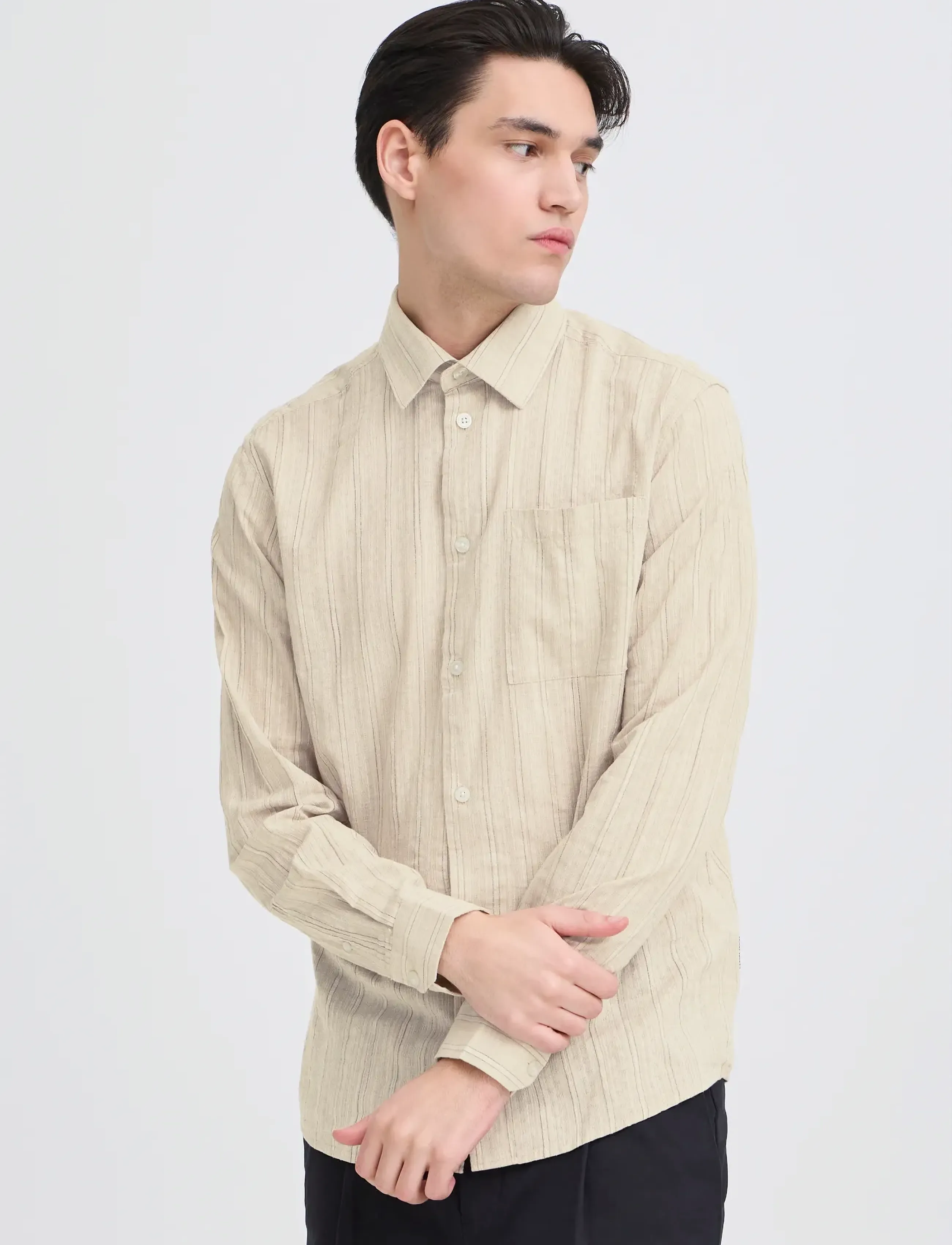 Casual Friday - CFHEDMAN DOBBY STRIPED SHIRT - randiga skjortor - island fossil - 3