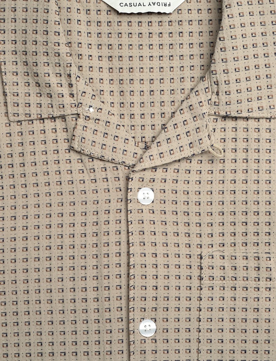 Casual Friday - CFMELIN DOBBY RESORT SHIRT - kurzarmhemden - island fossil - 2