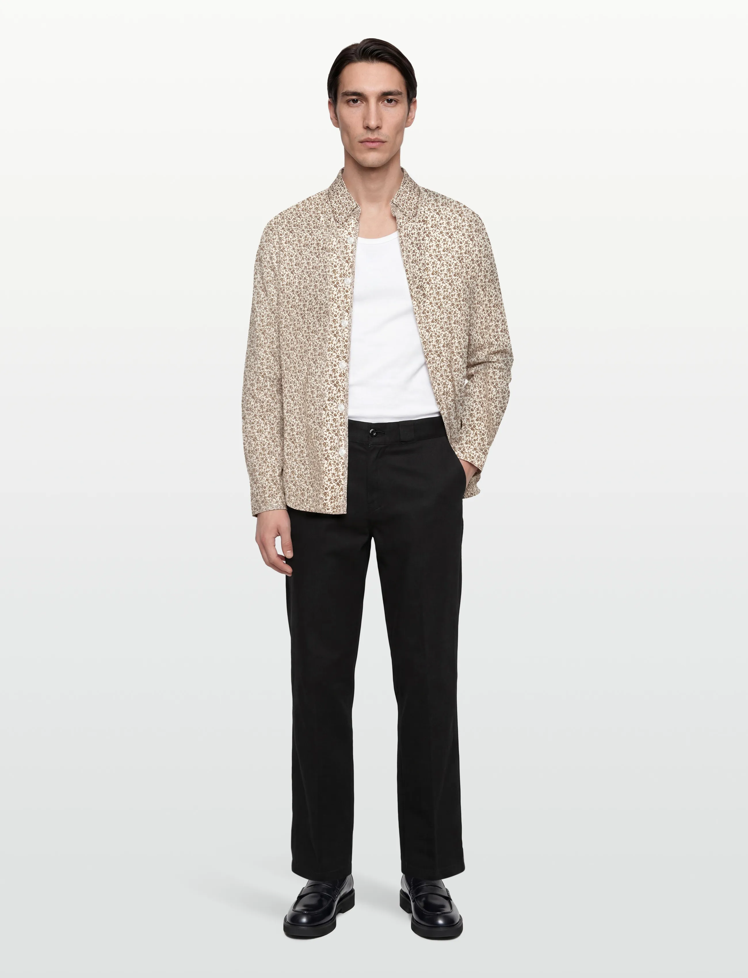 Casual Friday Cflevin Aop Shirt, XXL, Cream, Shirts > Pattern Shirts, Herre
