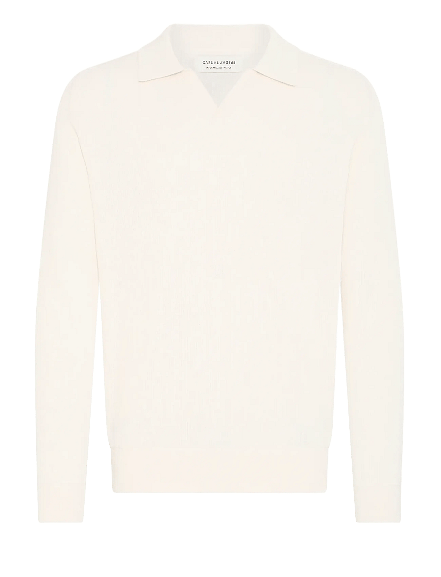 Casual Friday - CFNORDIN LS RIBBED POLO KNIT - långärmade stickade pikétröjor - jet stream - 1