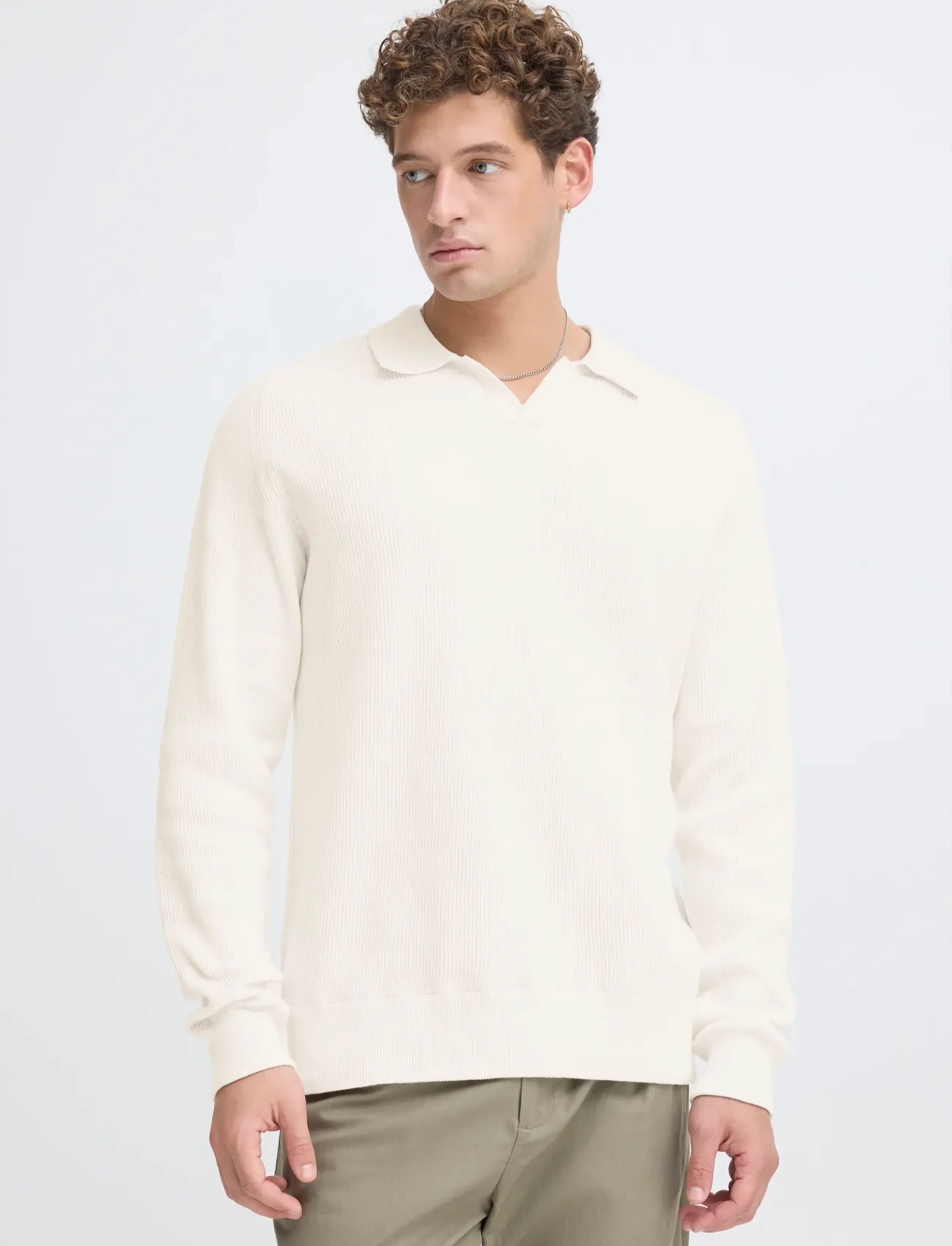Casual Friday - CFNORDIN LS RIBBED POLO KNIT - poloer i strik med lange ærmer - jet stream - 3
