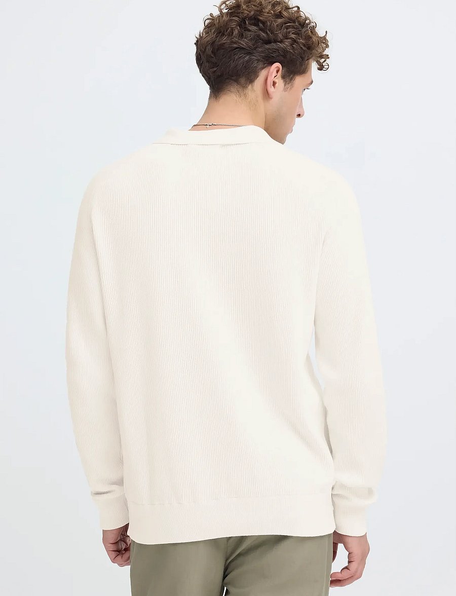 Casual Friday - CFNORDIN LS RIBBED POLO KNIT - långärmade stickade pikétröjor - jet stream - 4