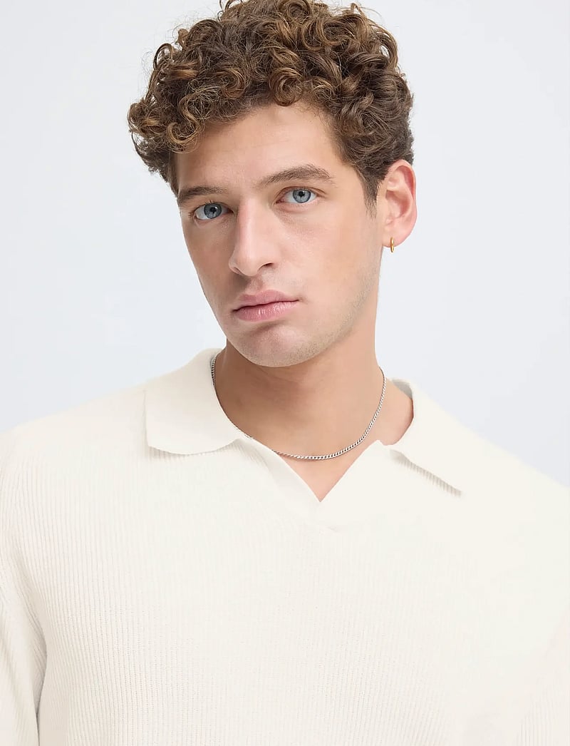 Casual Friday - CFNORDIN LS RIBBED POLO KNIT - polostrik - jet stream - 5