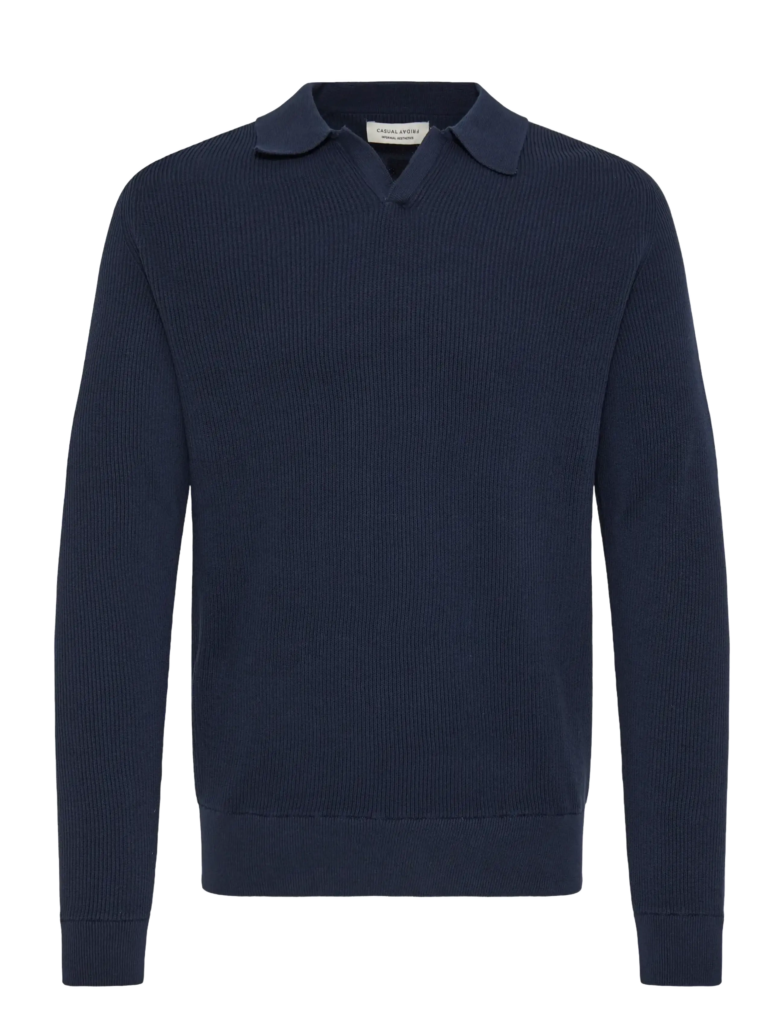 CFNORDIN LS RIBBED POLO KNIT - NAVY BLAZER