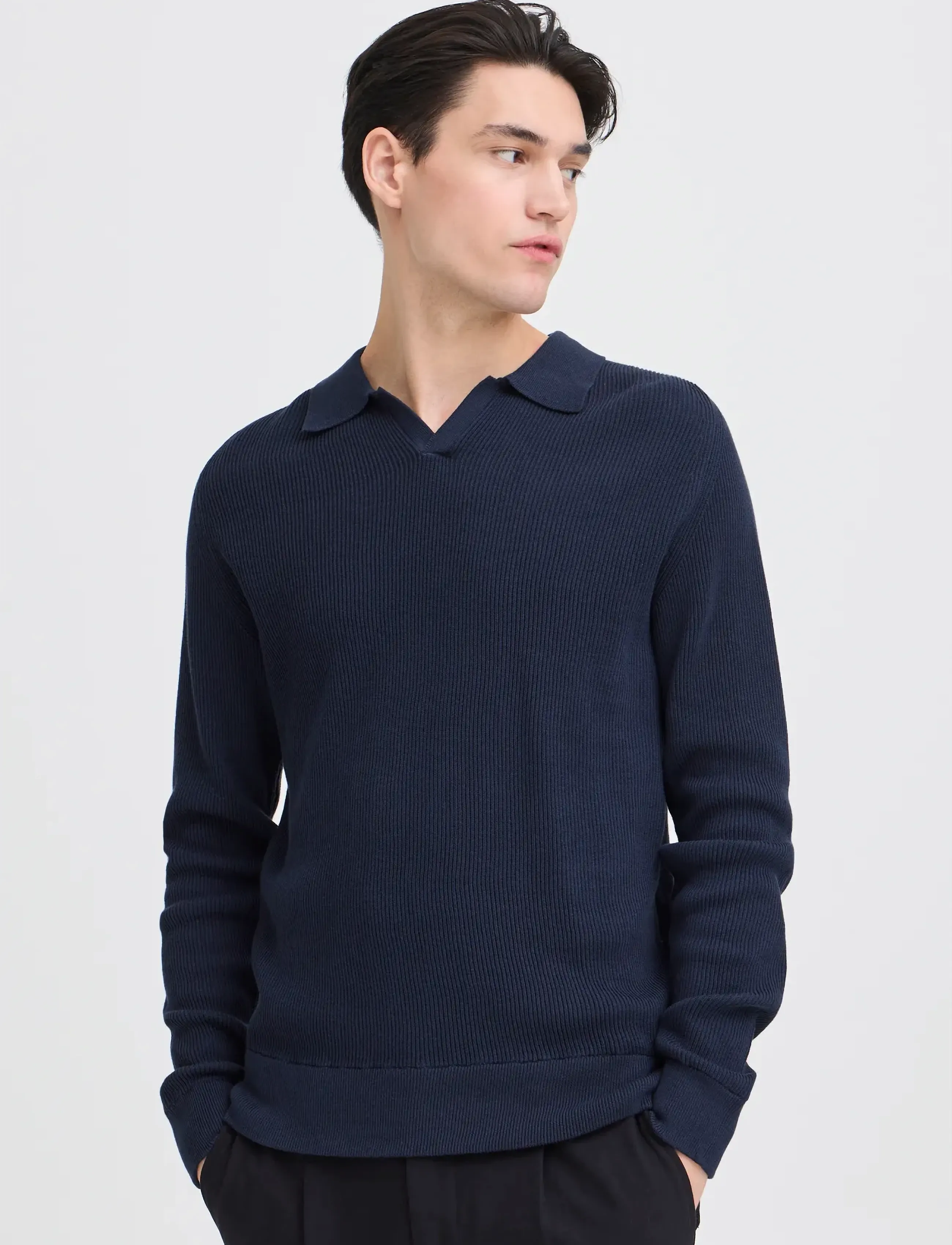 Casual Friday - CFNORDIN LS RIBBED POLO KNIT - poloer i strik med lange ærmer - navy blazer - 3