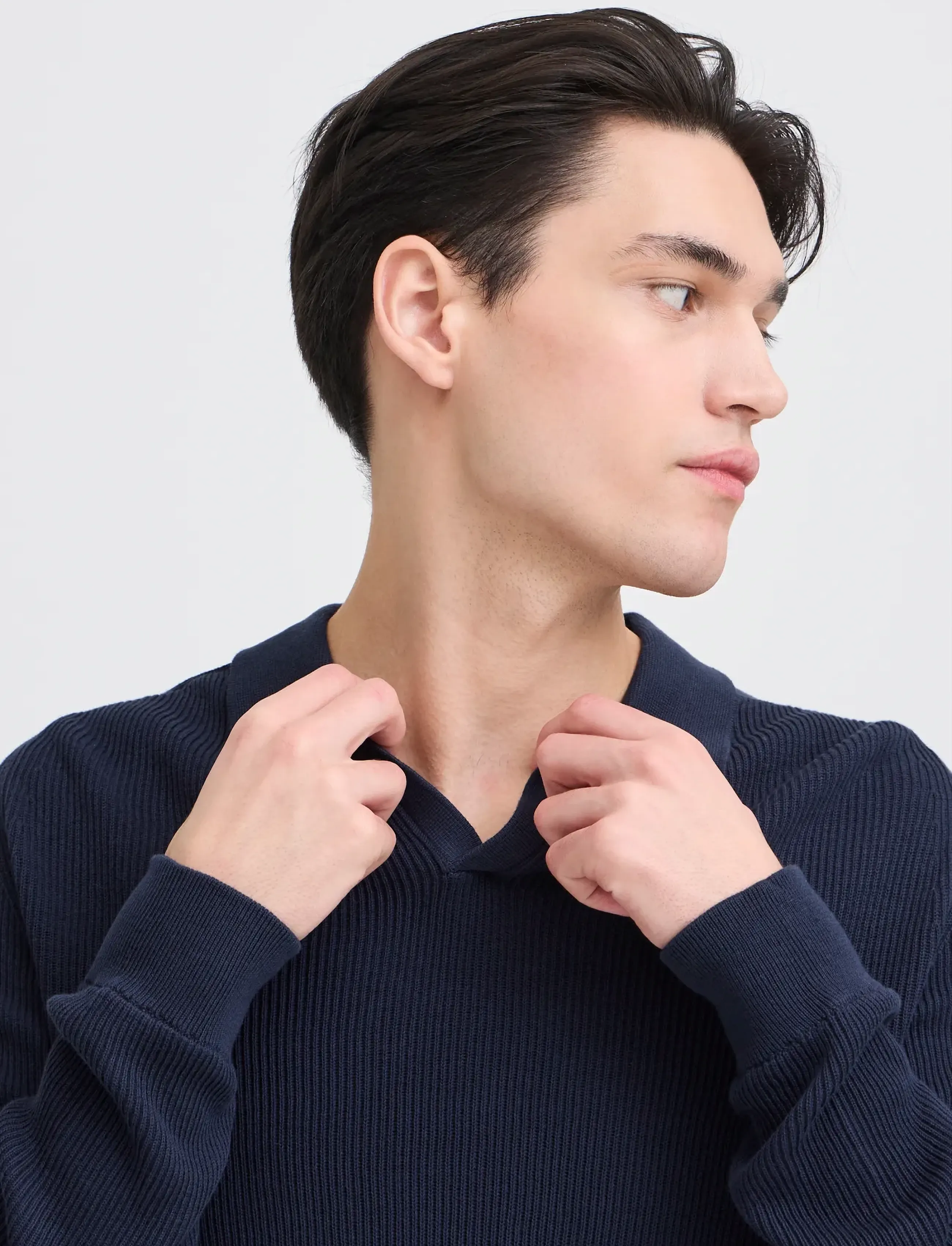 Casual Friday - CFNORDIN LS RIBBED POLO KNIT - poloer i strik med lange ærmer - navy blazer - 5
