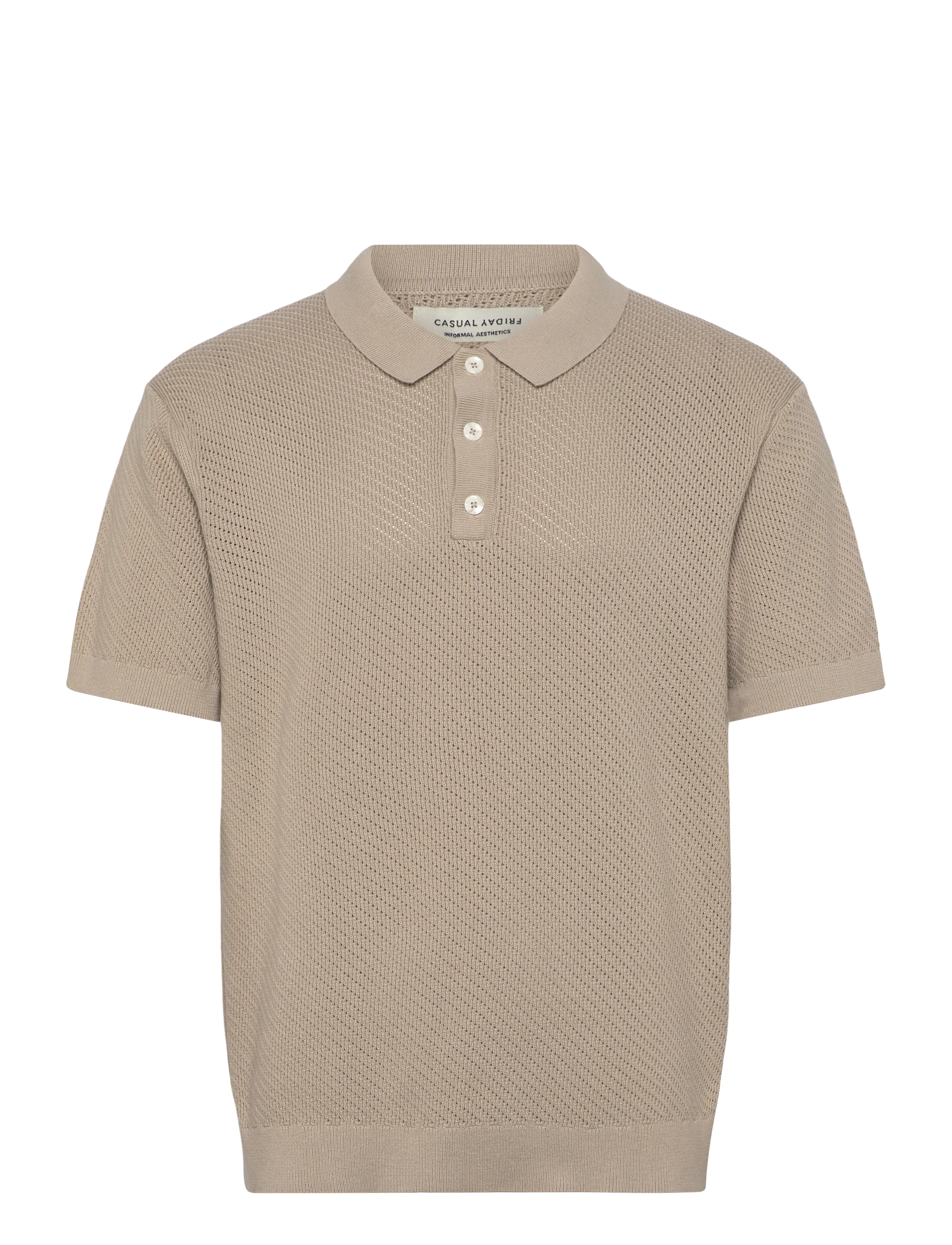 Casual Friday Cfisaksson Ss Polo Knit, M, Brown, Strik > Kortærmede Strikkede Poloer, Herre
