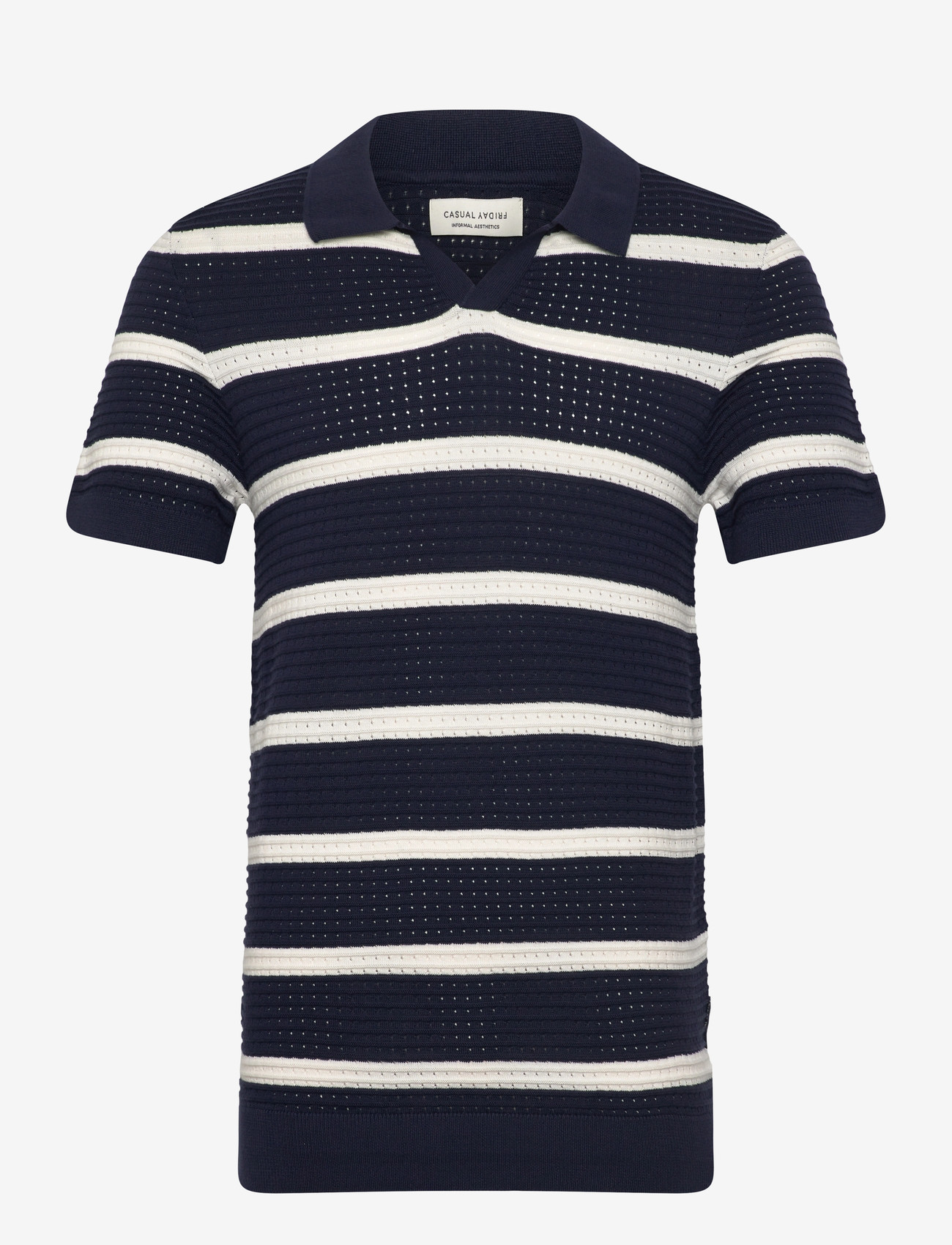 Casual Friday - CFDAHLIN SS STRIPED POLO KNIT - gestrickte polohemden - navy blazer - 1