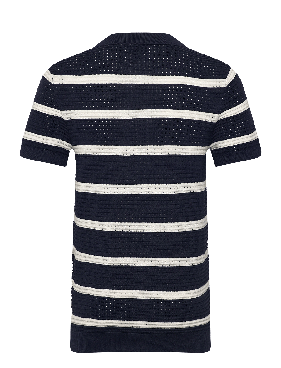 Casual Friday - CFDAHLIN SS STRIPED POLO KNIT - langärmlige strick-polohemden - navy blazer - 2