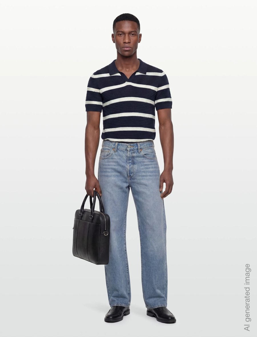 Casual Friday - CFDAHLIN SS STRIPED POLO KNIT - langärmlige strick-polohemden - navy blazer - 0