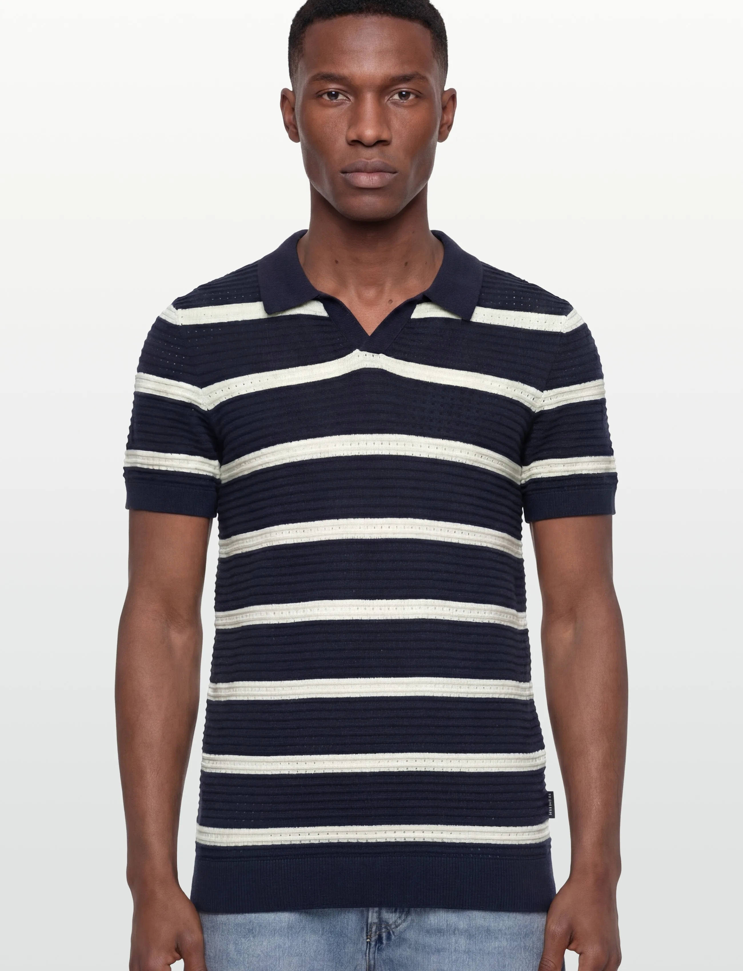 Casual Friday - CFDAHLIN SS STRIPED POLO KNIT - gestrickte polohemden - navy blazer - 3
