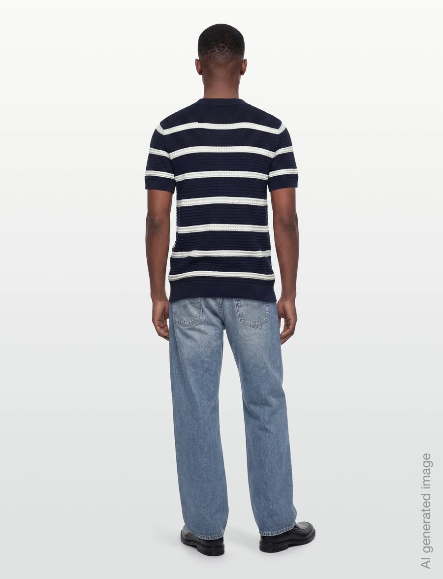 Casual Friday - CFDAHLIN SS STRIPED POLO KNIT - langärmlige strick-polohemden - navy blazer - 4