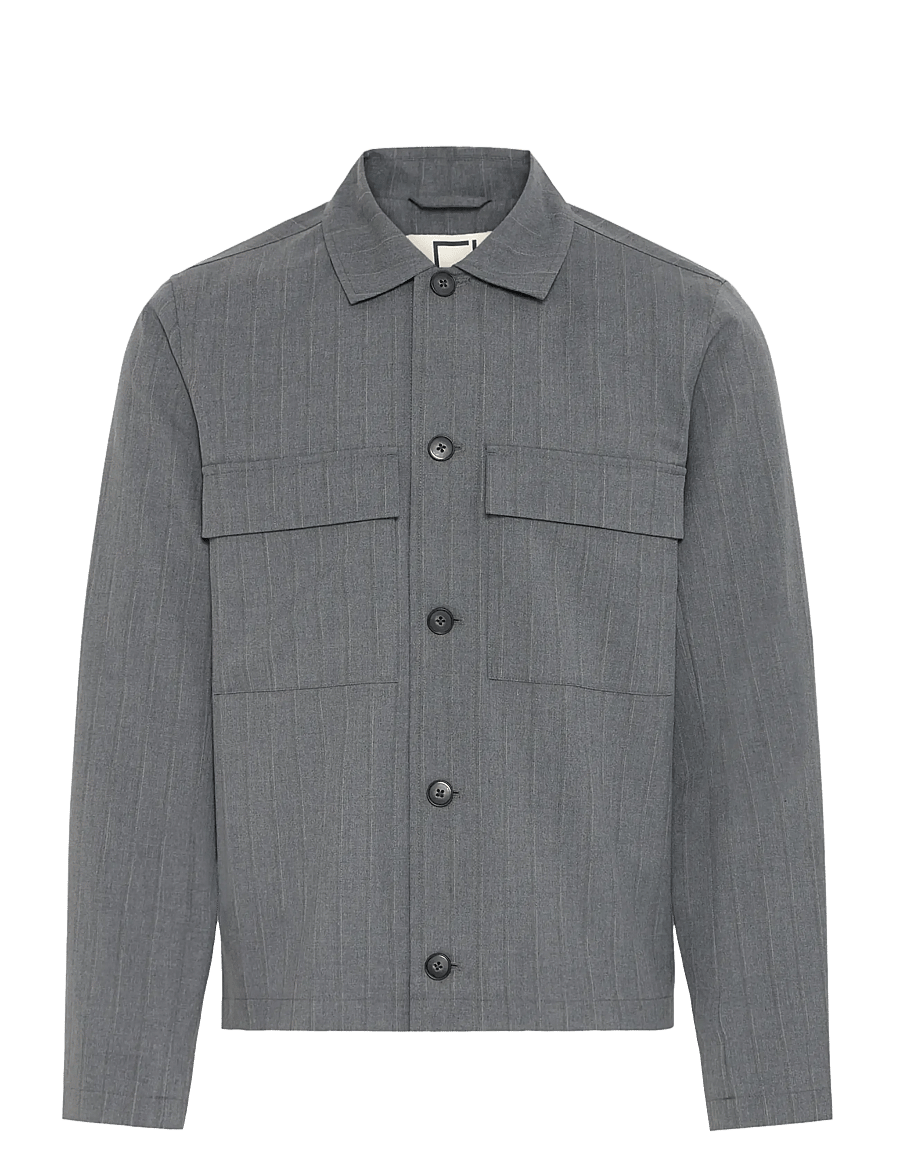 Casual Friday - CFGRAHN 0254 STRIPED SHACKET - sügisjoped - charcoal gray melange - 1