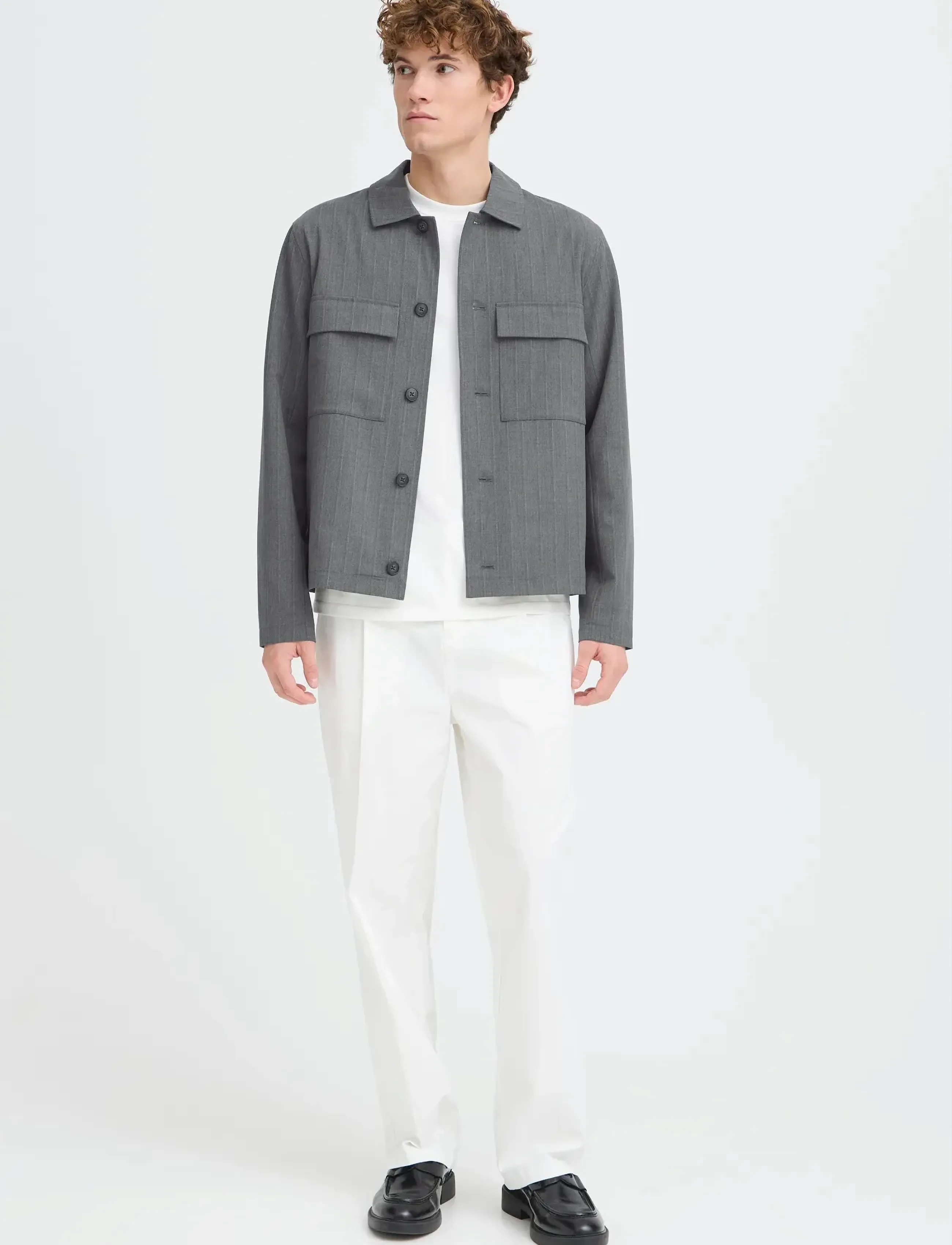 Casual Friday CFGRAHN 0254 STRIPED SHACKET - Jacken - CHARCOAL GRAY MELANGE / grey