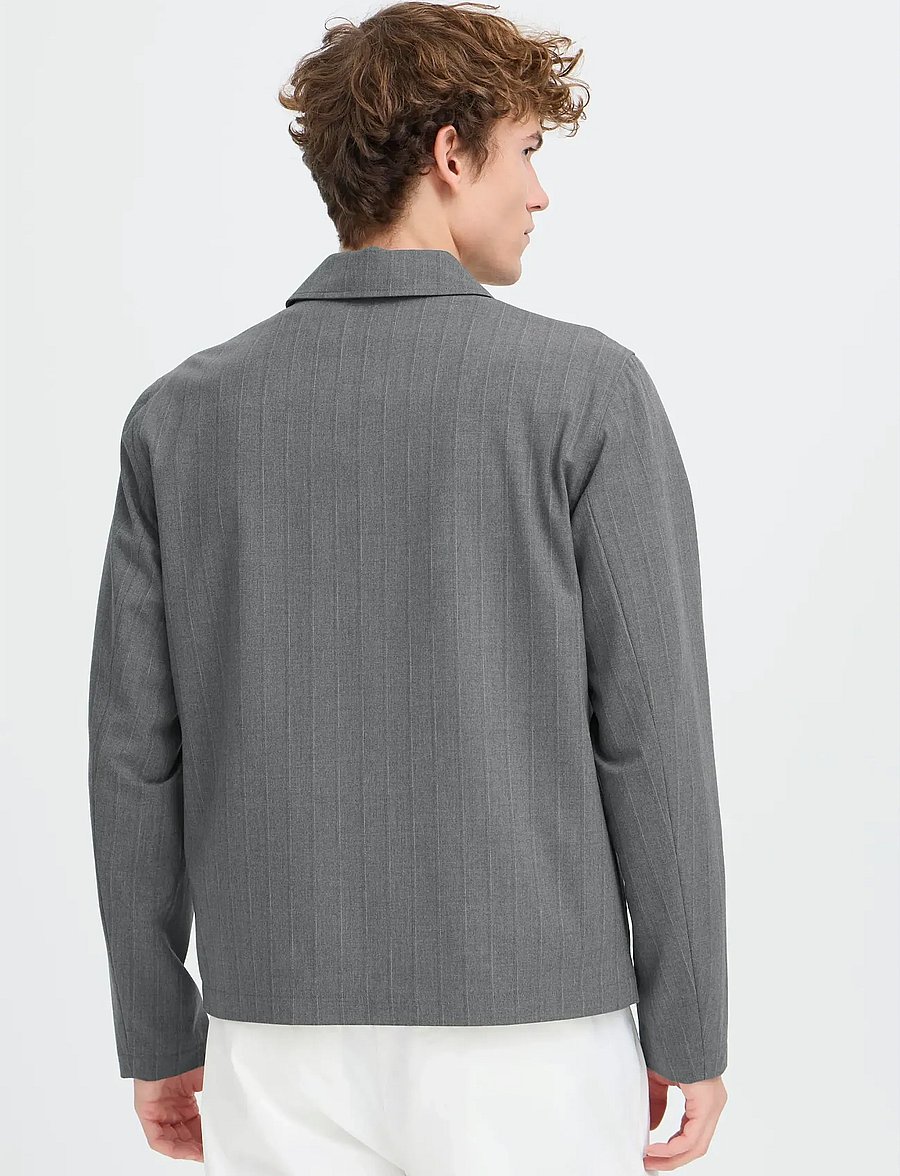 Casual Friday - CFGRAHN 0254 STRIPED SHACKET - sügisjoped - charcoal gray melange - 4