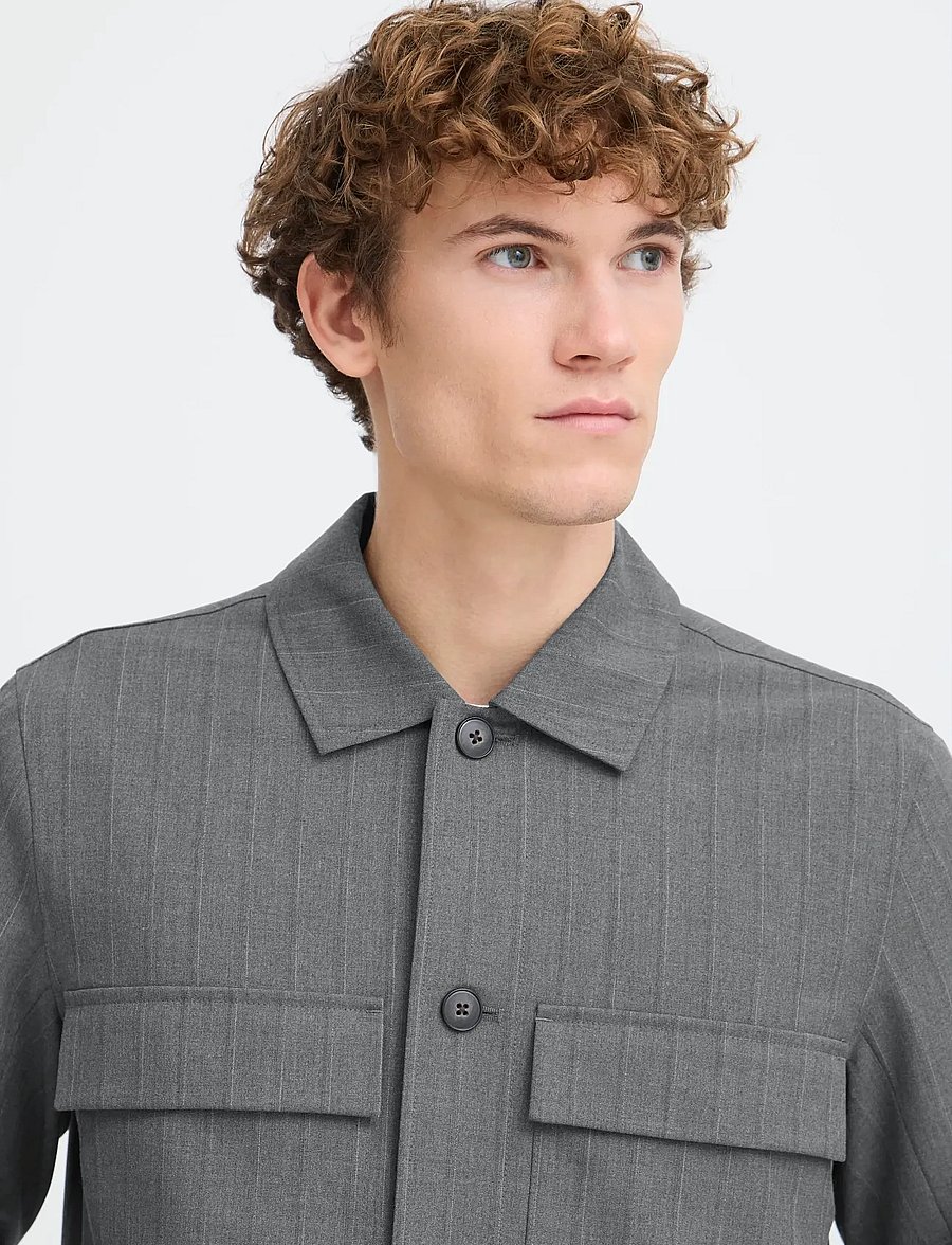 Casual Friday - CFGRAHN 0254 STRIPED SHACKET - sügisjoped - charcoal gray melange - 5
