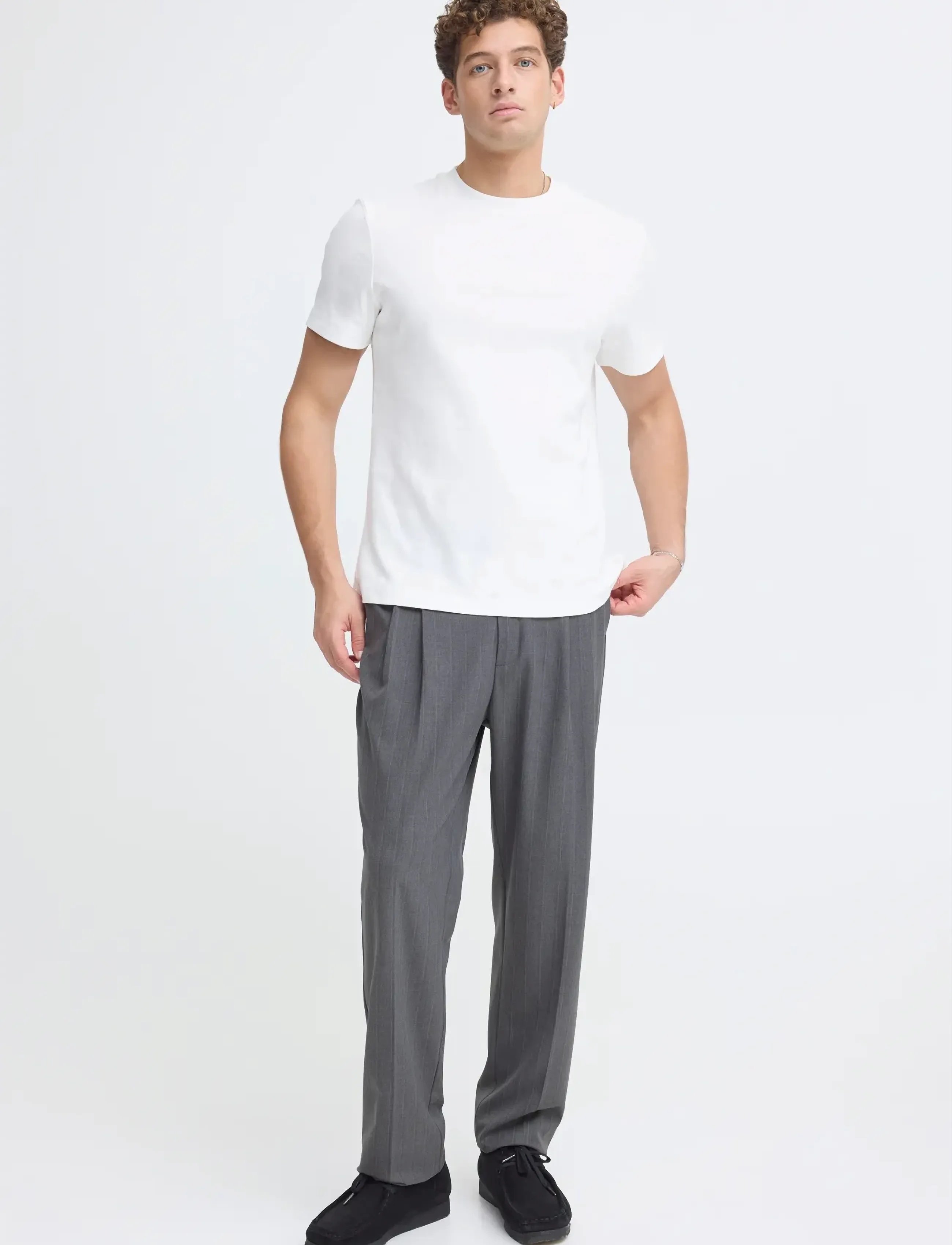 Casual Friday CFMARC 2.0 STRIPED PANTS - Kleidung - CHARCOAL GRAY MELANGE / grey