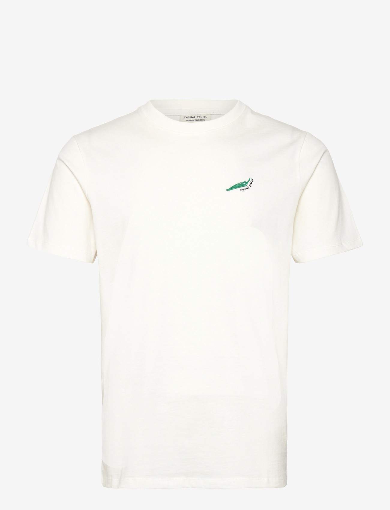 Casual Friday - CFLINDER 0255 TEE WITH EMB. - kortärmade t-shirts - snow white - 1