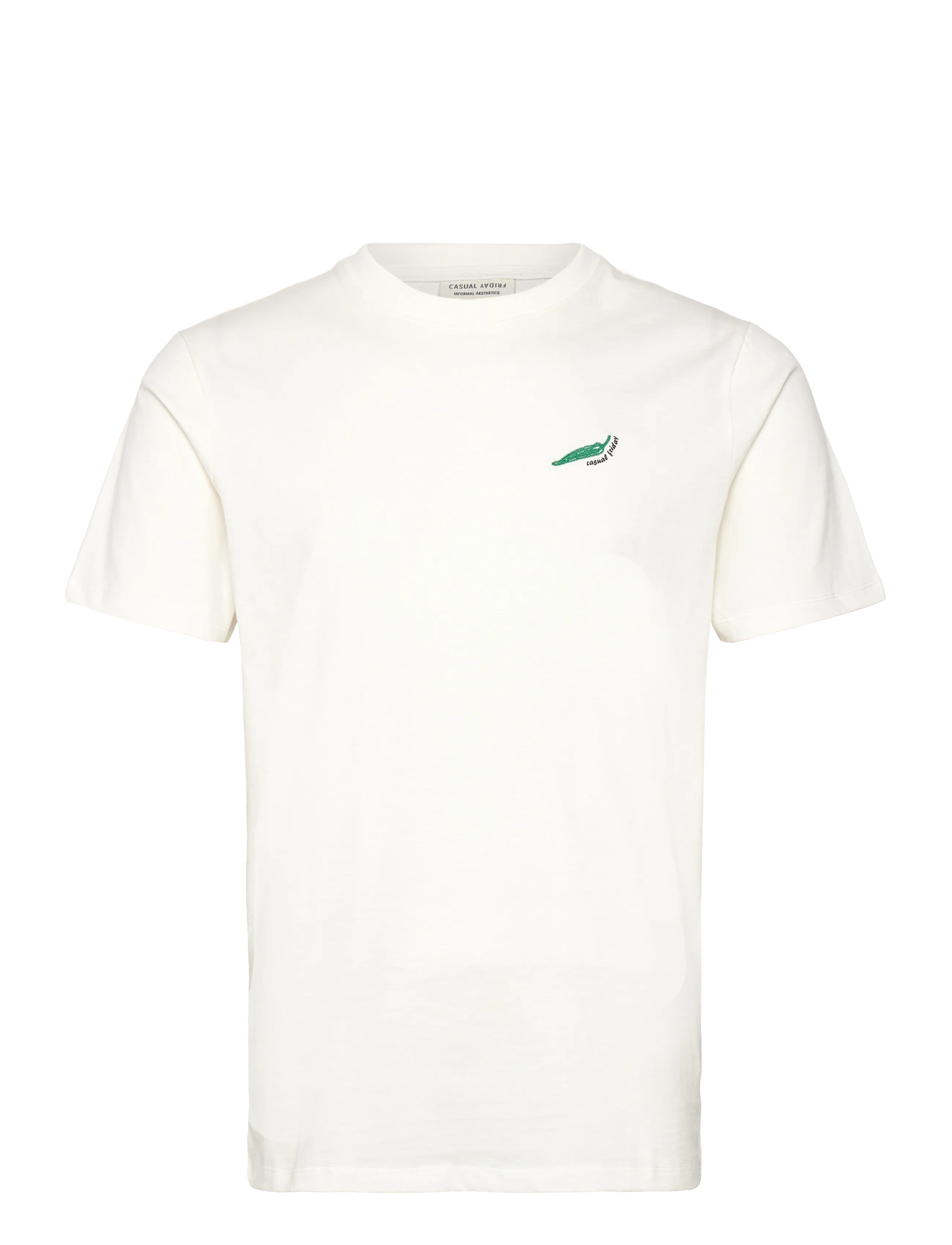 Casual Friday CFLINDER 0255 TEE WITH EMB. - Nyheder - SNOW WHITE / cream