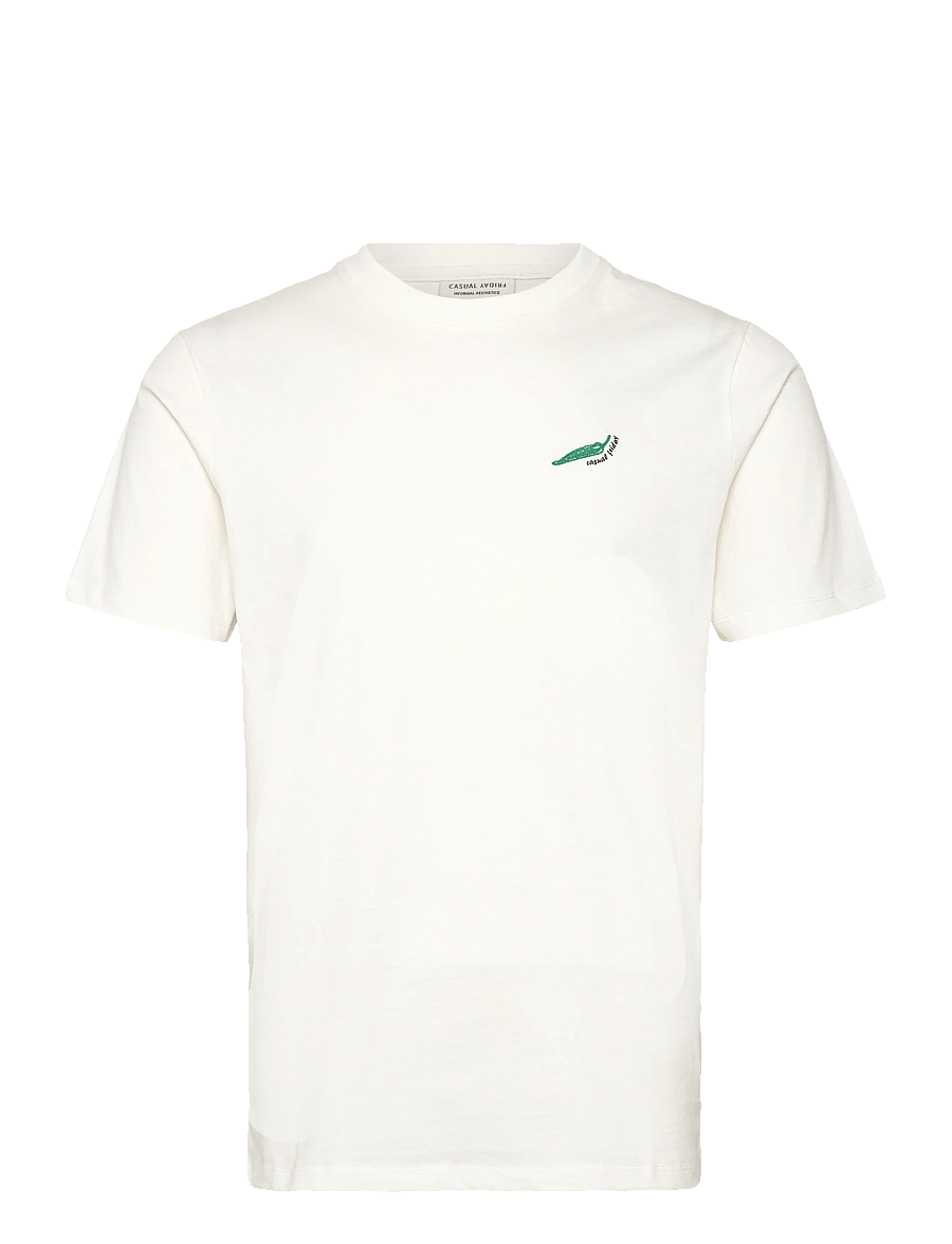 Casual Friday - CFLINDER 0255 TEE WITH EMB. - lühikeste varrukatega t-särgid - snow white - 1