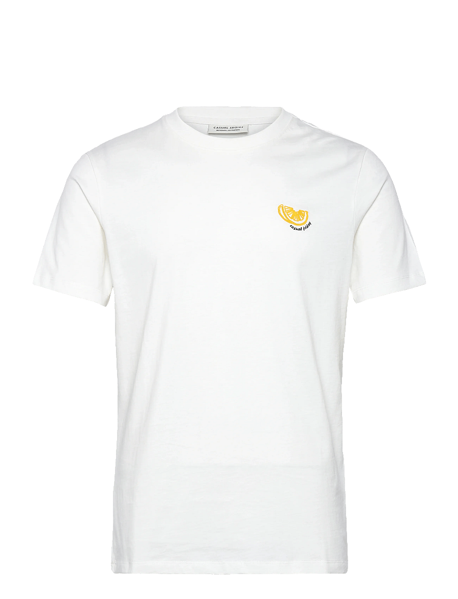 Casual Friday - CFSUNDIN 0255 TEE WITH EMB. - short-sleeved t-shirts - snow white - 1