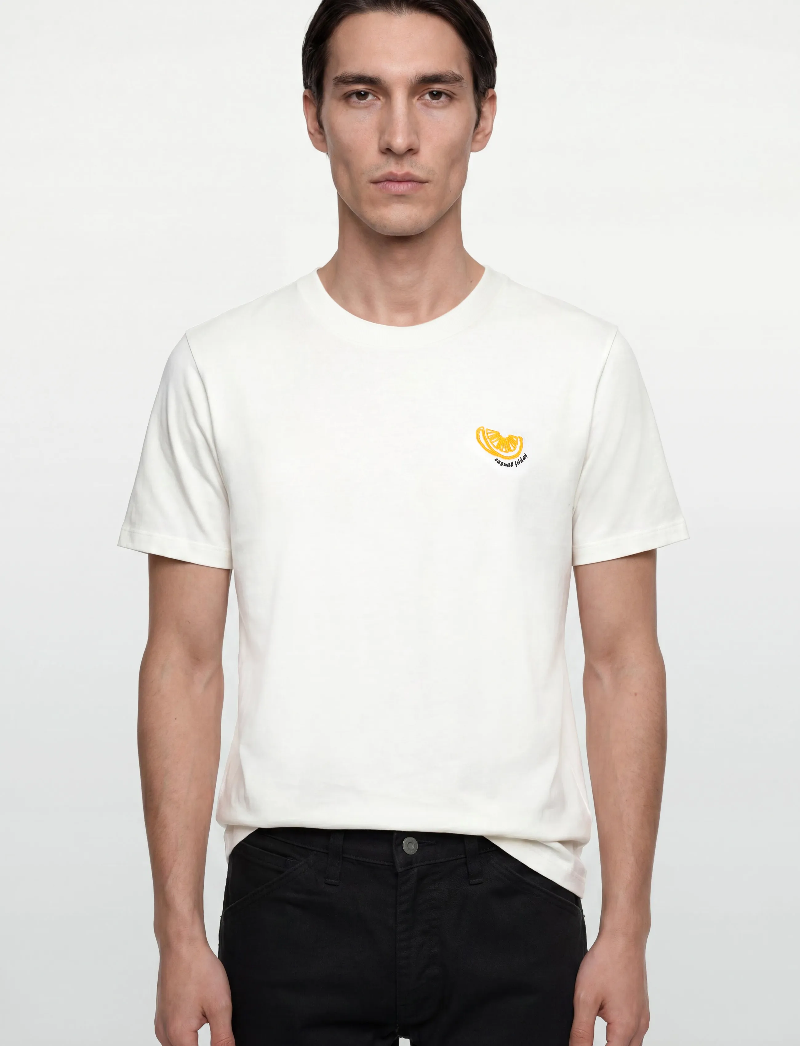 Casual Friday - CFSUNDIN 0255 TEE WITH EMB. - short-sleeved t-shirts - snow white - 3