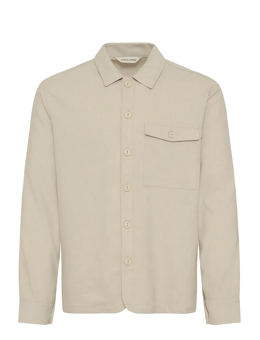 Casual Friday - CFBRO 0262 LINEN MIX OVERSHIRT - kollektsioonid - island fossil - 1