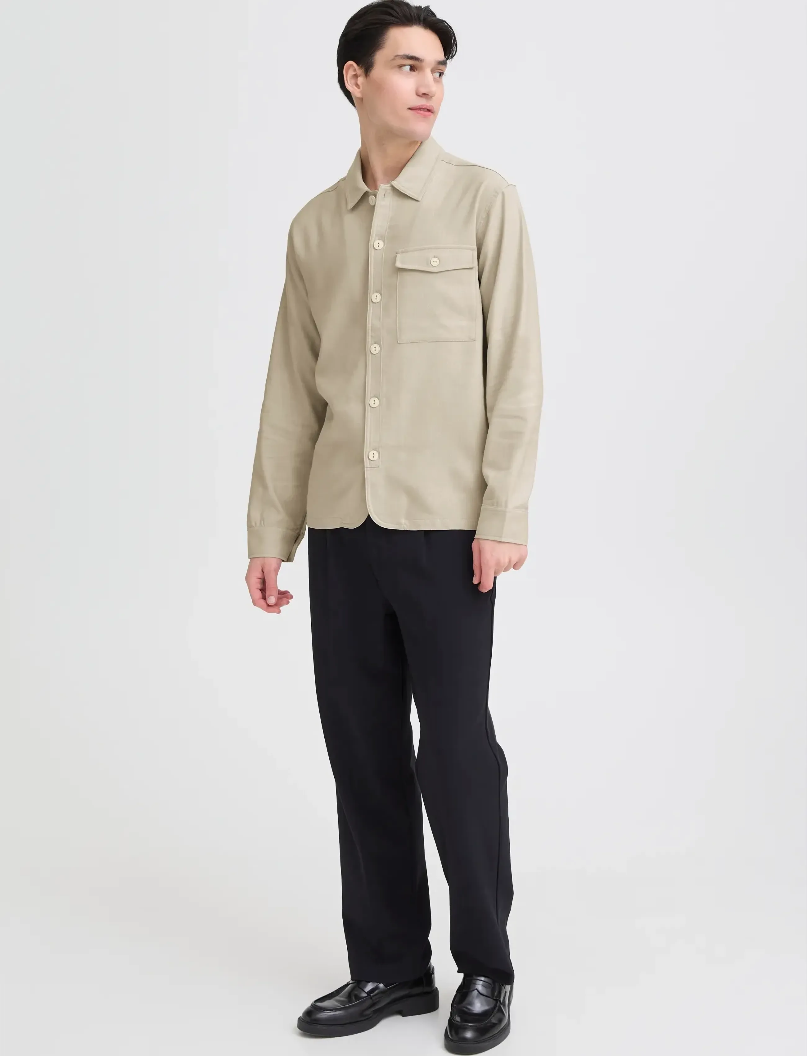 Casual Friday Cfbro 0262 Linen Mix Overshirt, S, Oberteile, Beige - Overshirts, Männerswear