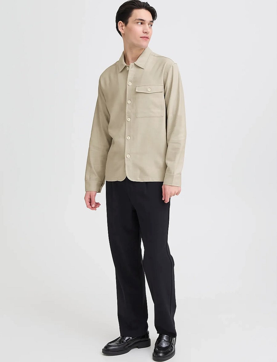 Casual Friday - CFBRO 0262 LINEN MIX OVERSHIRT - kollektsioonid - island fossil - 0