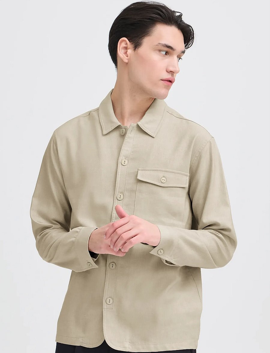 Casual Friday - CFBRO 0262 LINEN MIX OVERSHIRT - kollektsioonid - island fossil - 3