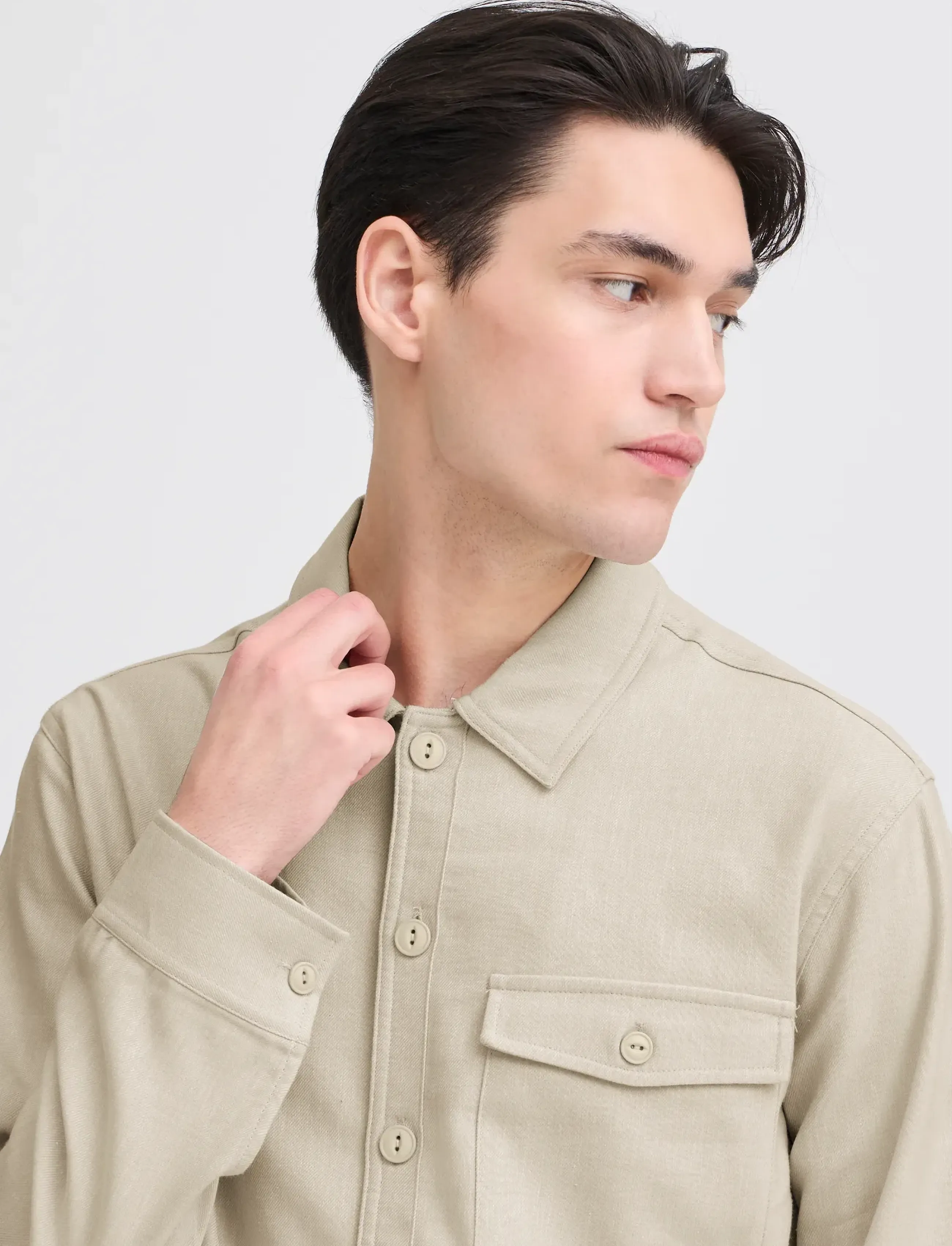Casual Friday - CFBRO 0262 LINEN MIX OVERSHIRT - kollektionen - island fossil - 5