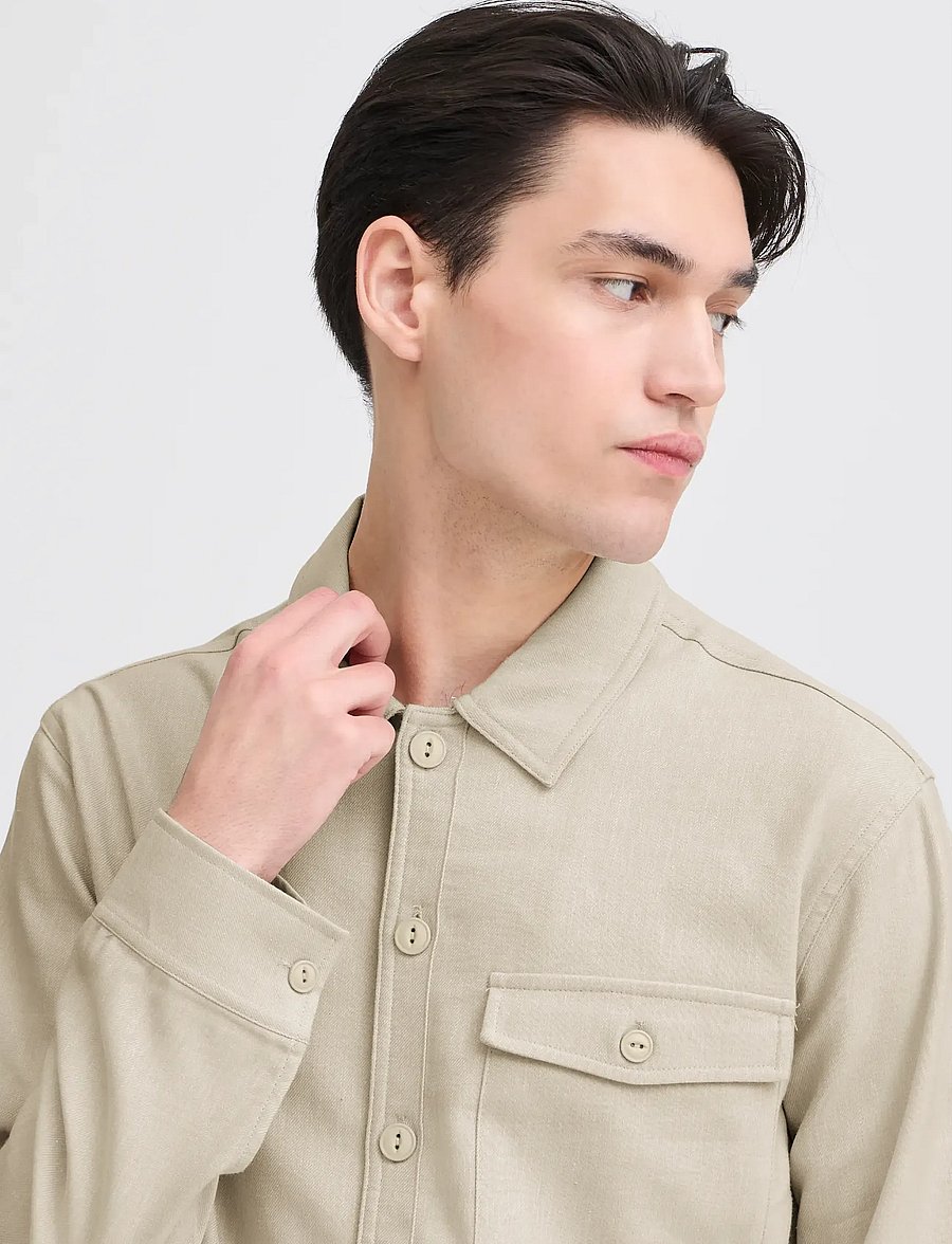Casual Friday - CFBRO 0262 LINEN MIX OVERSHIRT - kollektsioonid - island fossil - 5