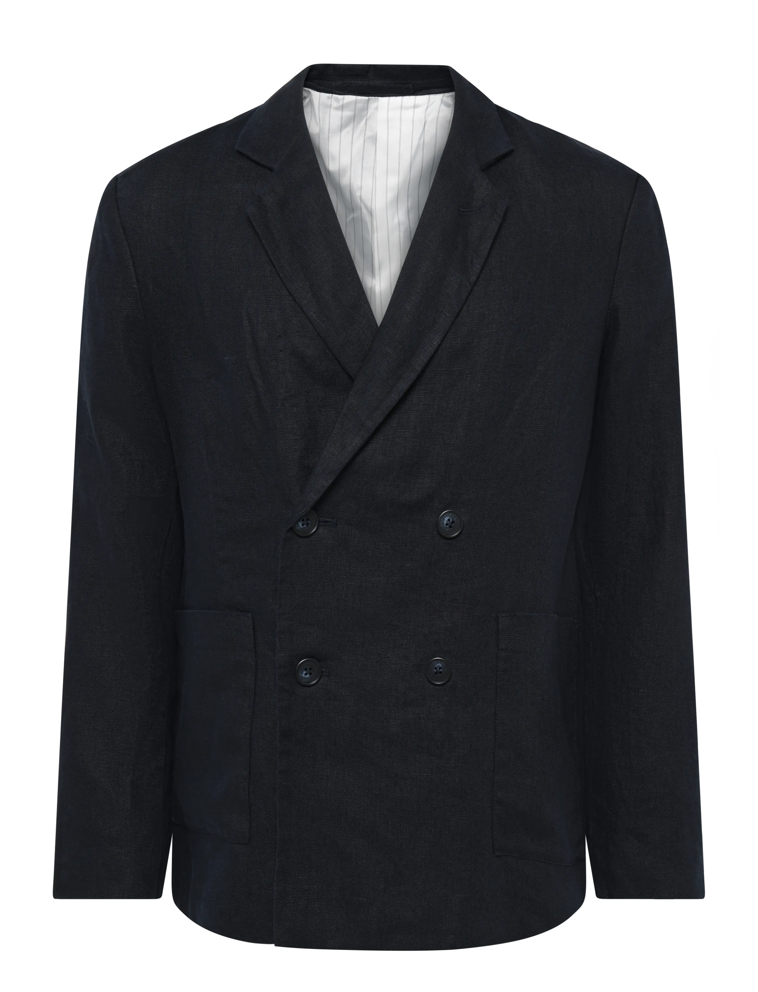 Casual Friday Cfedlund 0272 Linen Blazer, 46, Marineblau - Double Breasted Männerswear