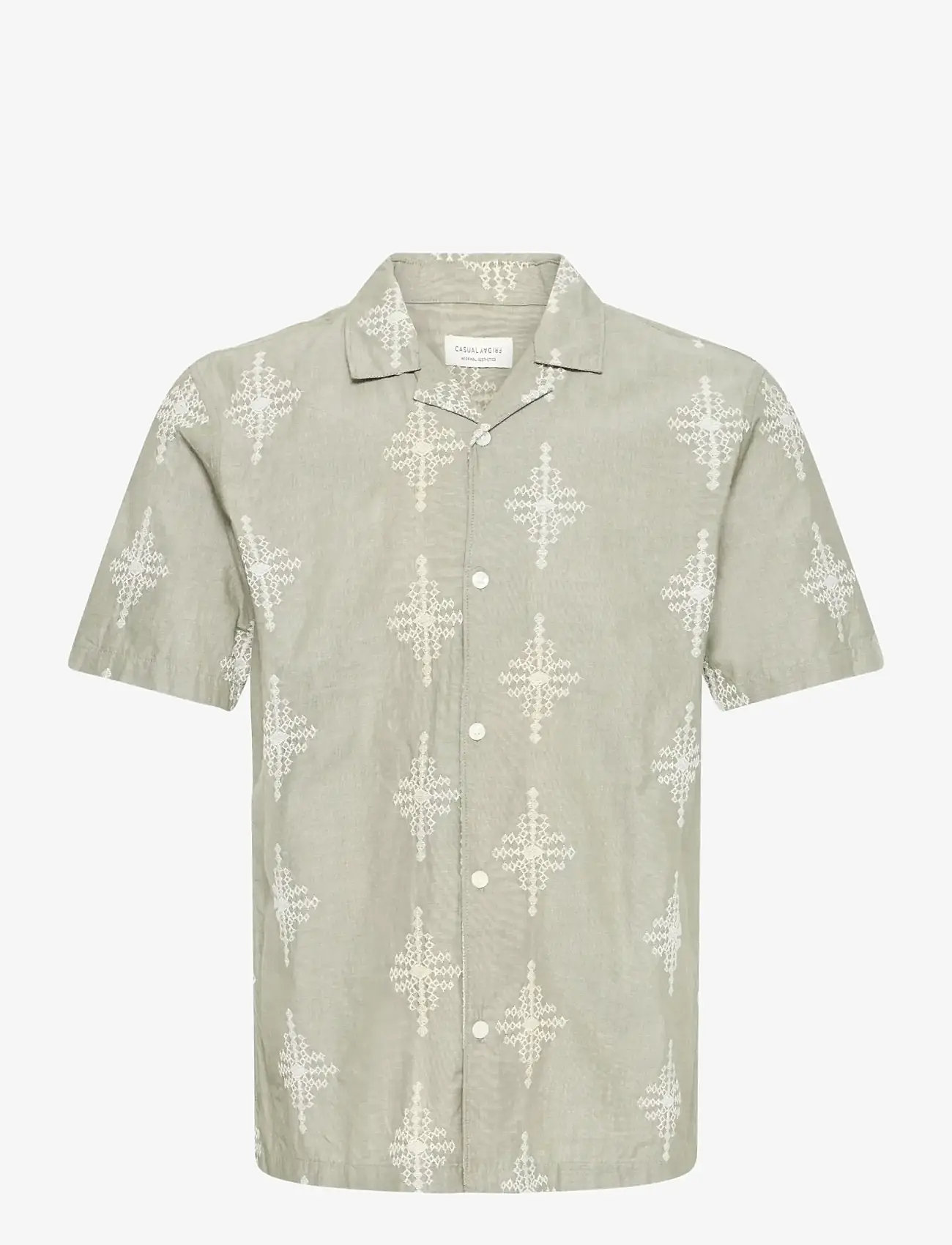 Casual Friday - CFLEOPOLD SS EMBROIDERED SHIRT - kortærmede skjorter - mermaid melange - 1