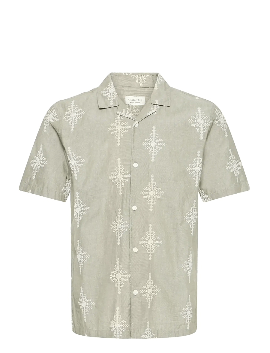 Casual Friday - CFLEOPOLD SS EMBROIDERED SHIRT - lühikeste varrukatega särgid - mermaid melange - 1