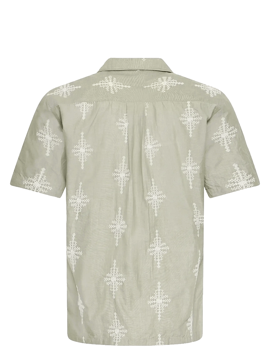 Casual Friday - CFLEOPOLD SS EMBROIDERED SHIRT - lühikeste varrukatega särgid - mermaid melange - 2