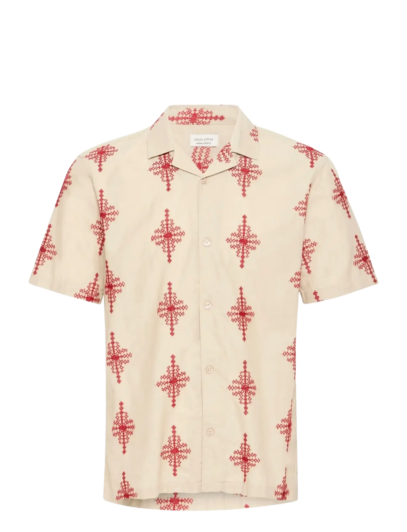 Casual Friday CFLEOPOLD SS EMBROIDERED SHIRT - Casual Friday - PLAZA TAUPE MELANGE / beige