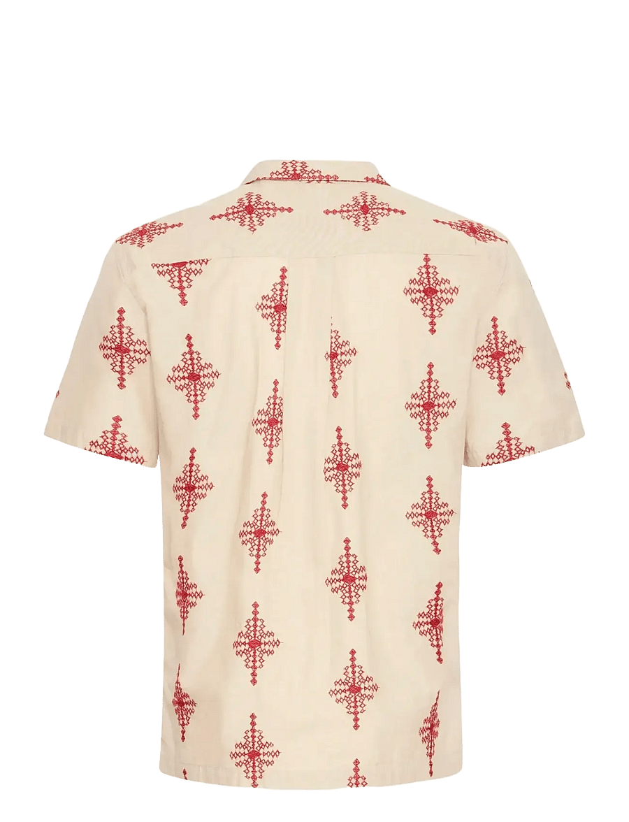Casual Friday - CFLEOPOLD SS EMBROIDERED SHIRT - kortærmede skjorter - plaza taupe melange - 2