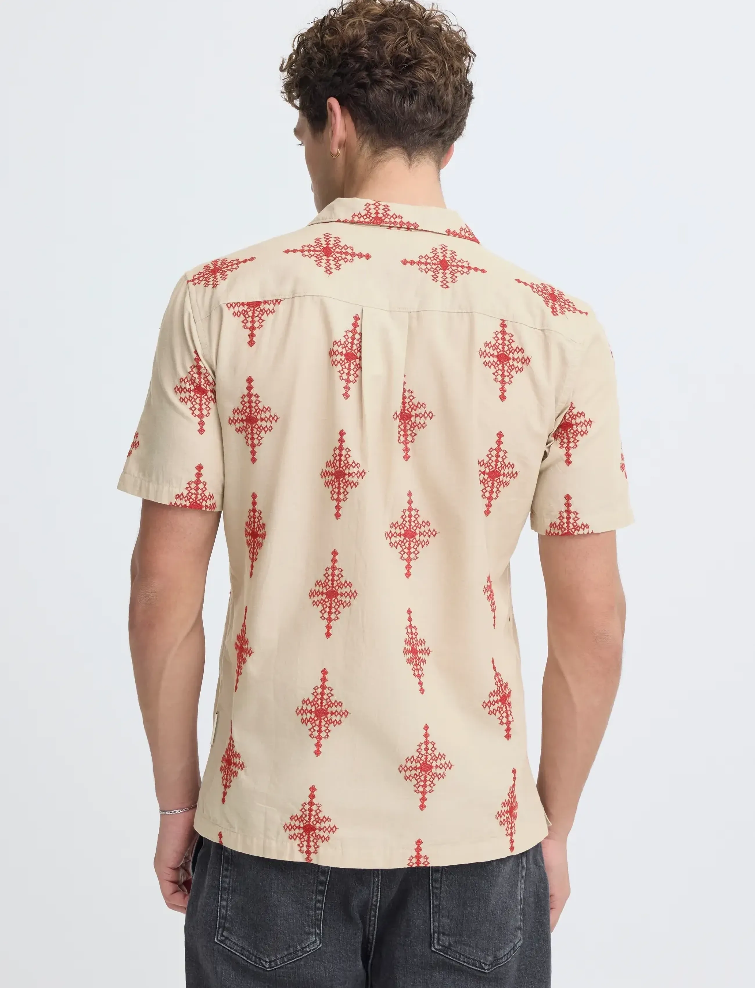 Casual Friday - CFLEOPOLD SS EMBROIDERED SHIRT - kortærmede skjorter - plaza taupe melange - 3